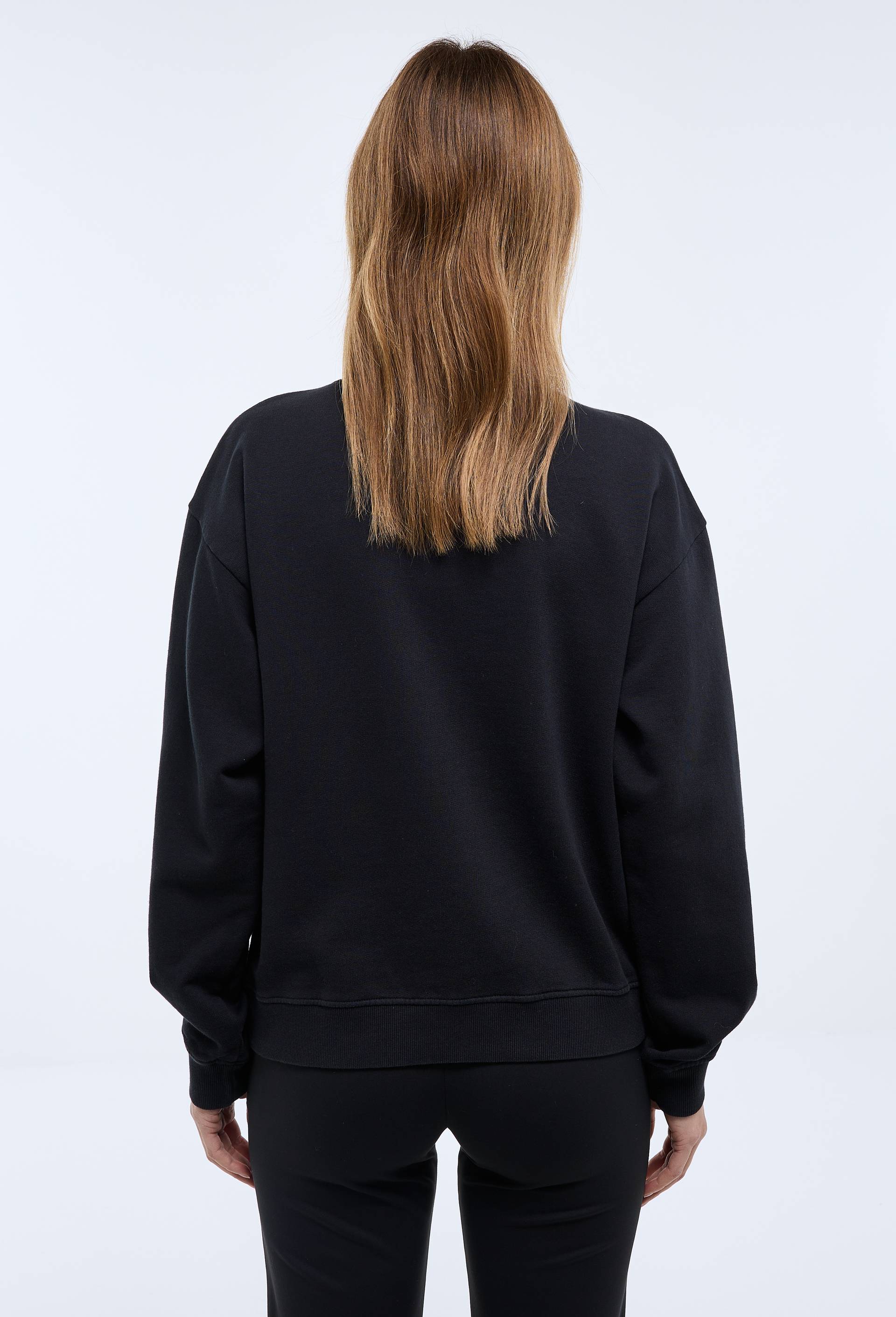 Sweat col rond en molleton de coton BIO GOTS, Noir, large image number 1