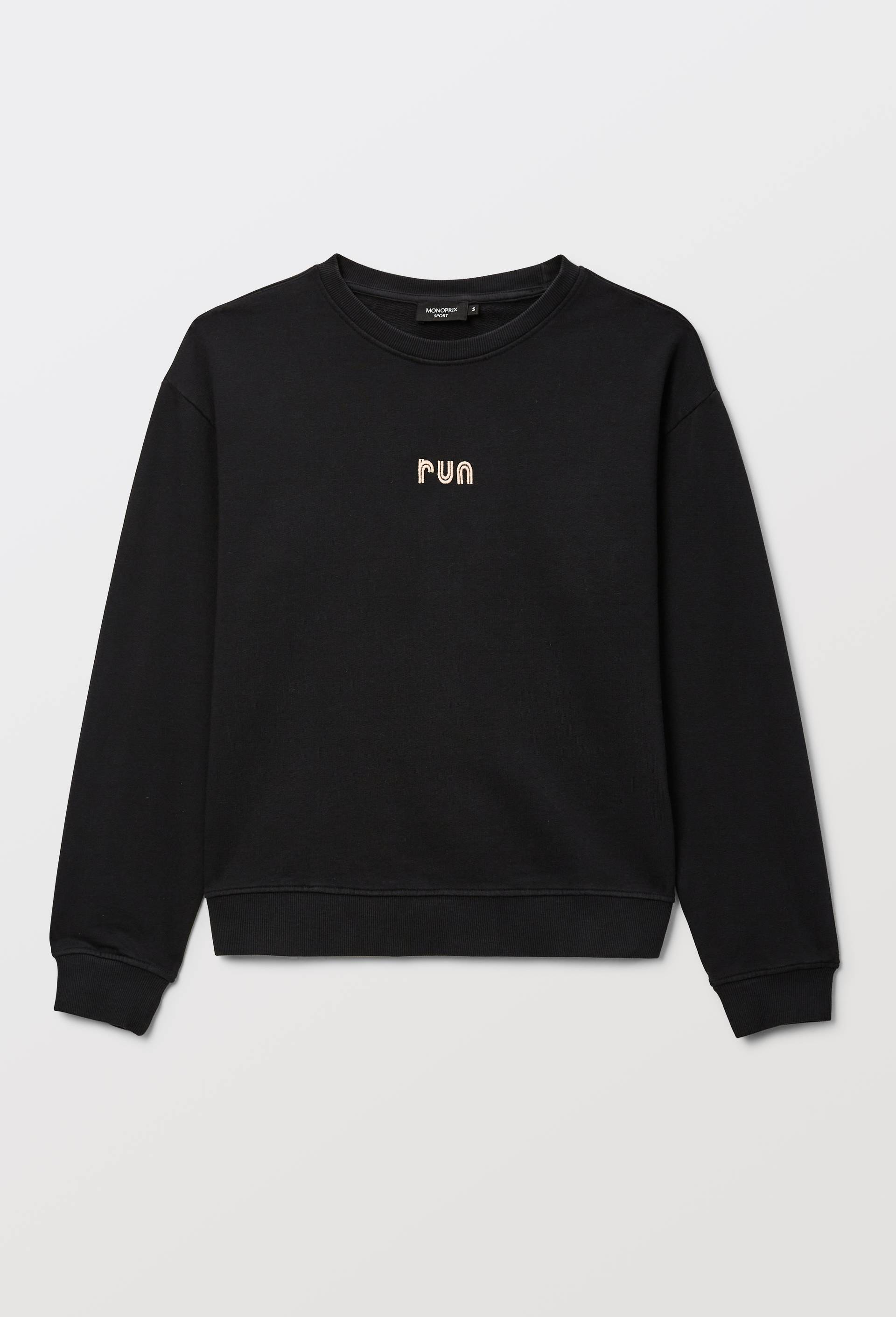 Sweat col rond en molleton de coton BIO GOTS, Noir, large image number 2.0