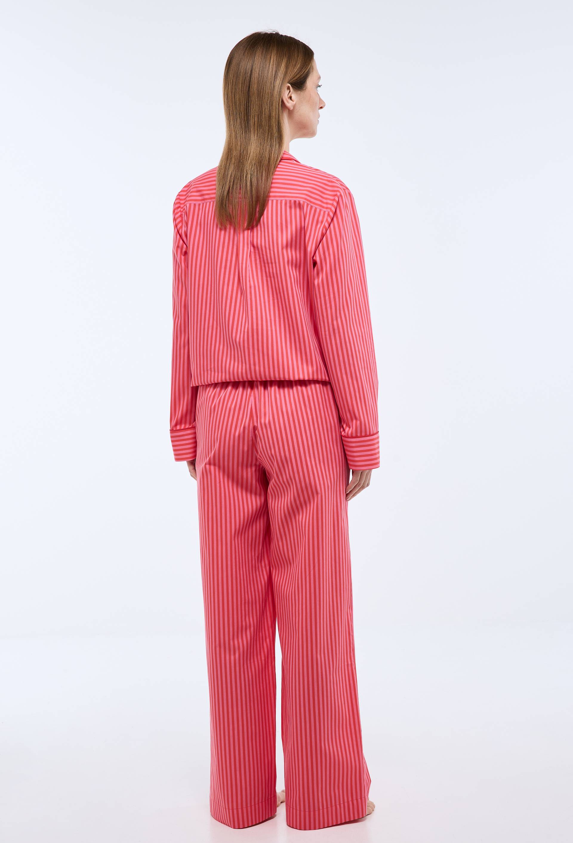 Pantalon ray&eacute; avec coeur brod&eacute; en voile de coton, Rouge, large image number 3