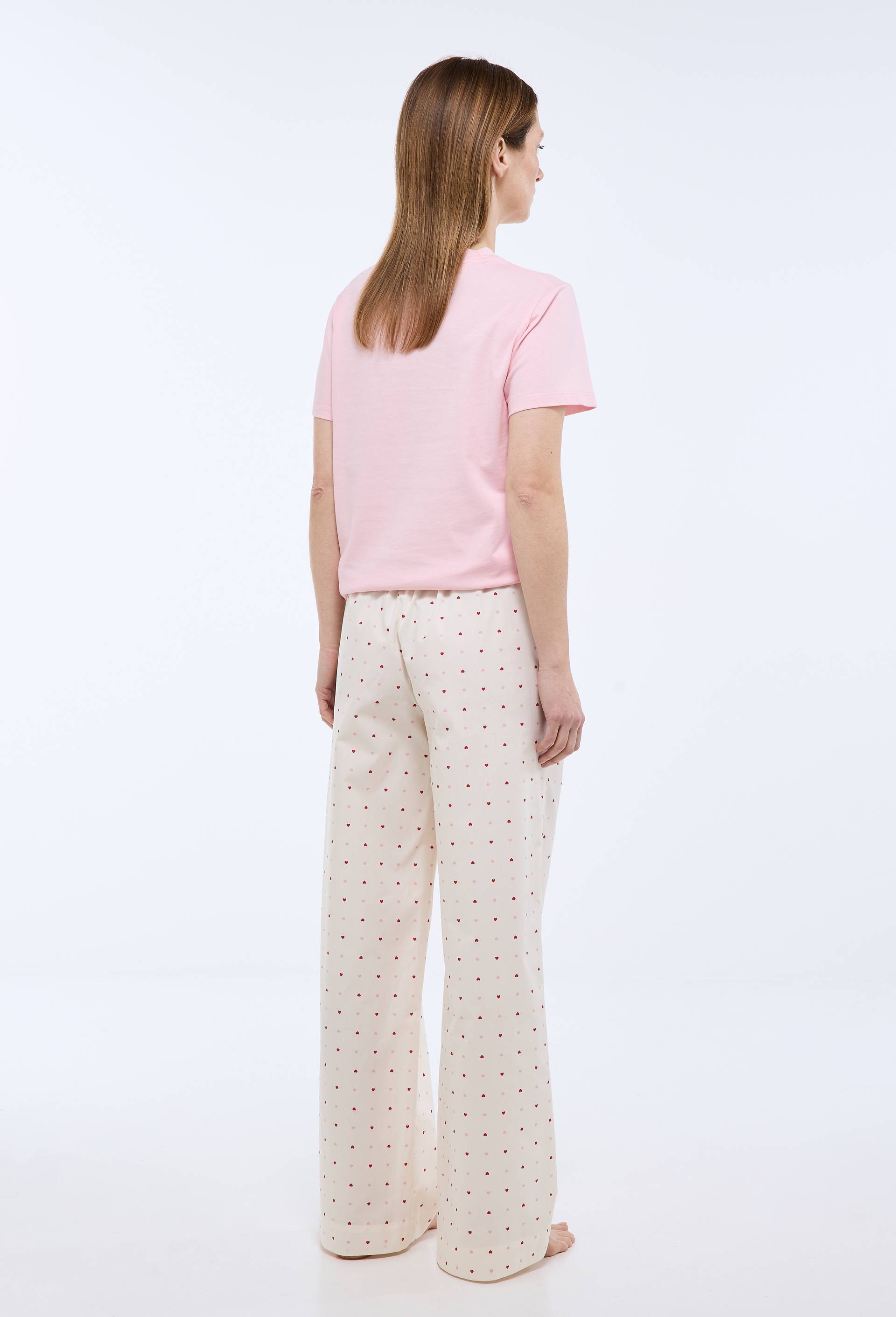 Pantalon imprim&eacute; coeur en voile de coton, Ecru, large image number 2.0