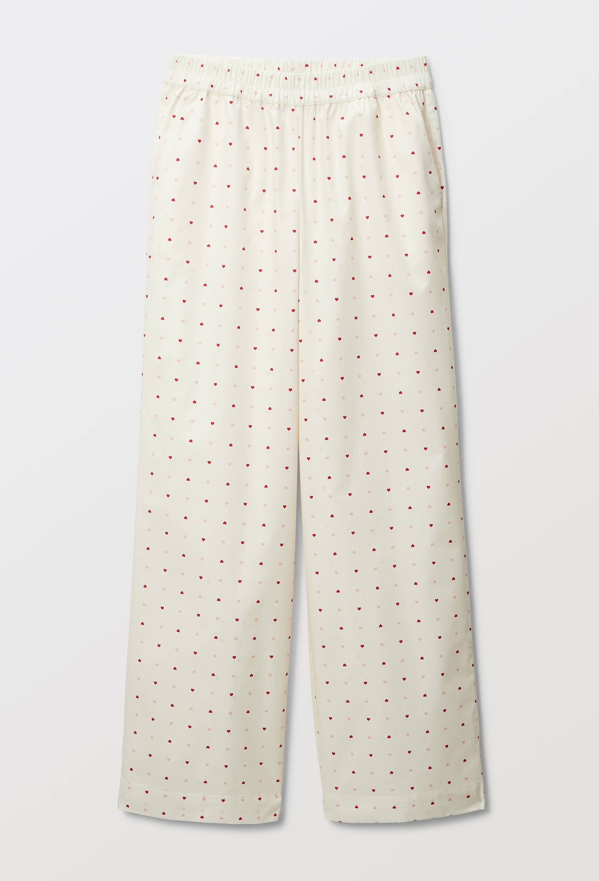 Pantalon imprim&eacute; coeur en voile de coton, Ecru, large image number 3.0