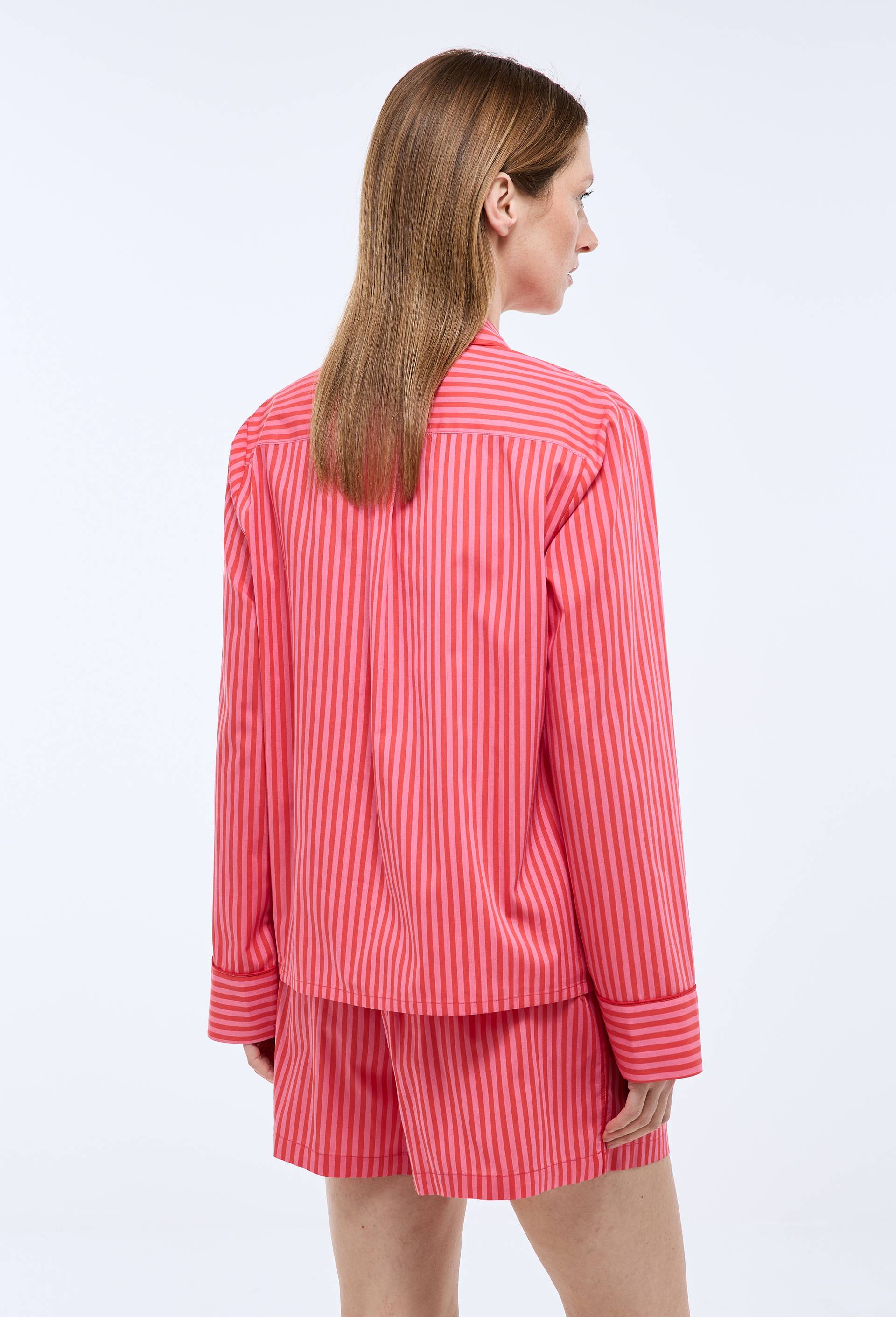 Chemise de pyjama ray&eacute;e en coton, Rouge, large image number 2.0