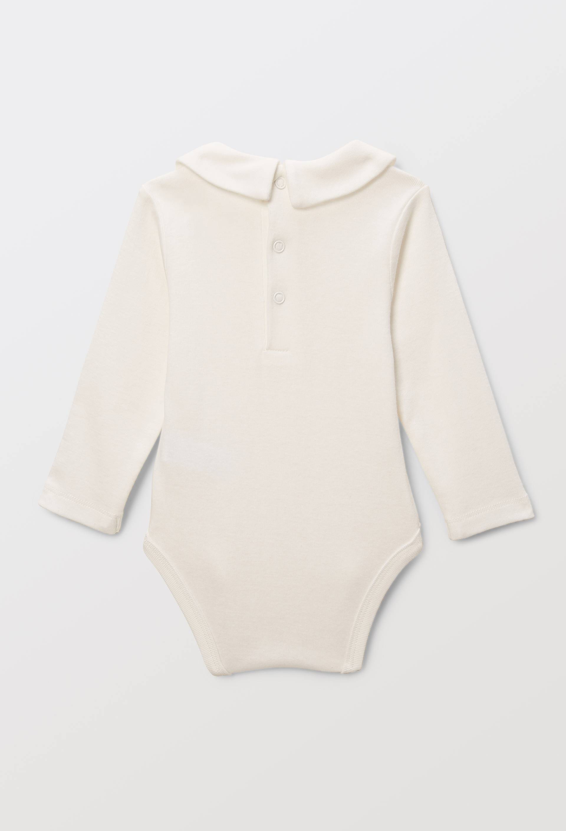 Body &agrave; col brod&eacute; en coton BIO, Ecru, large image number 1