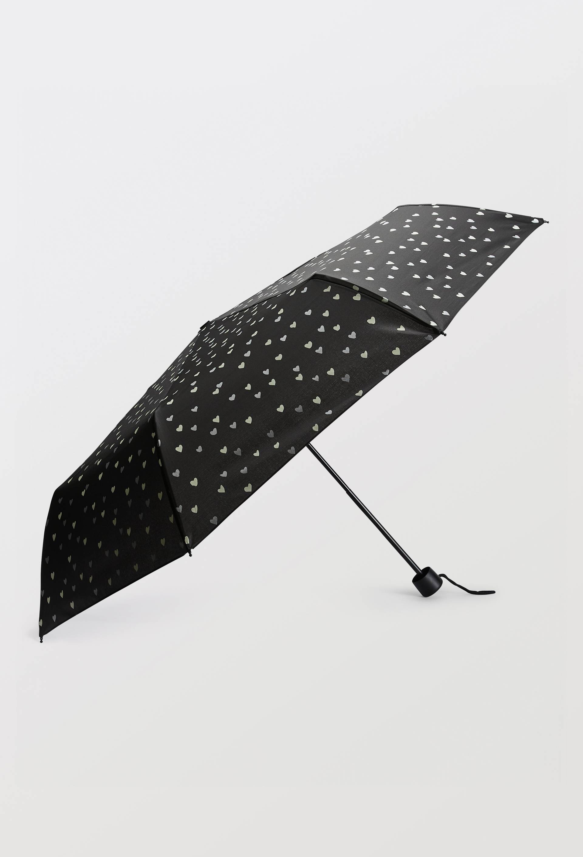 Parapluie manuel mini format imprim&eacute;, Noir, large image number 1