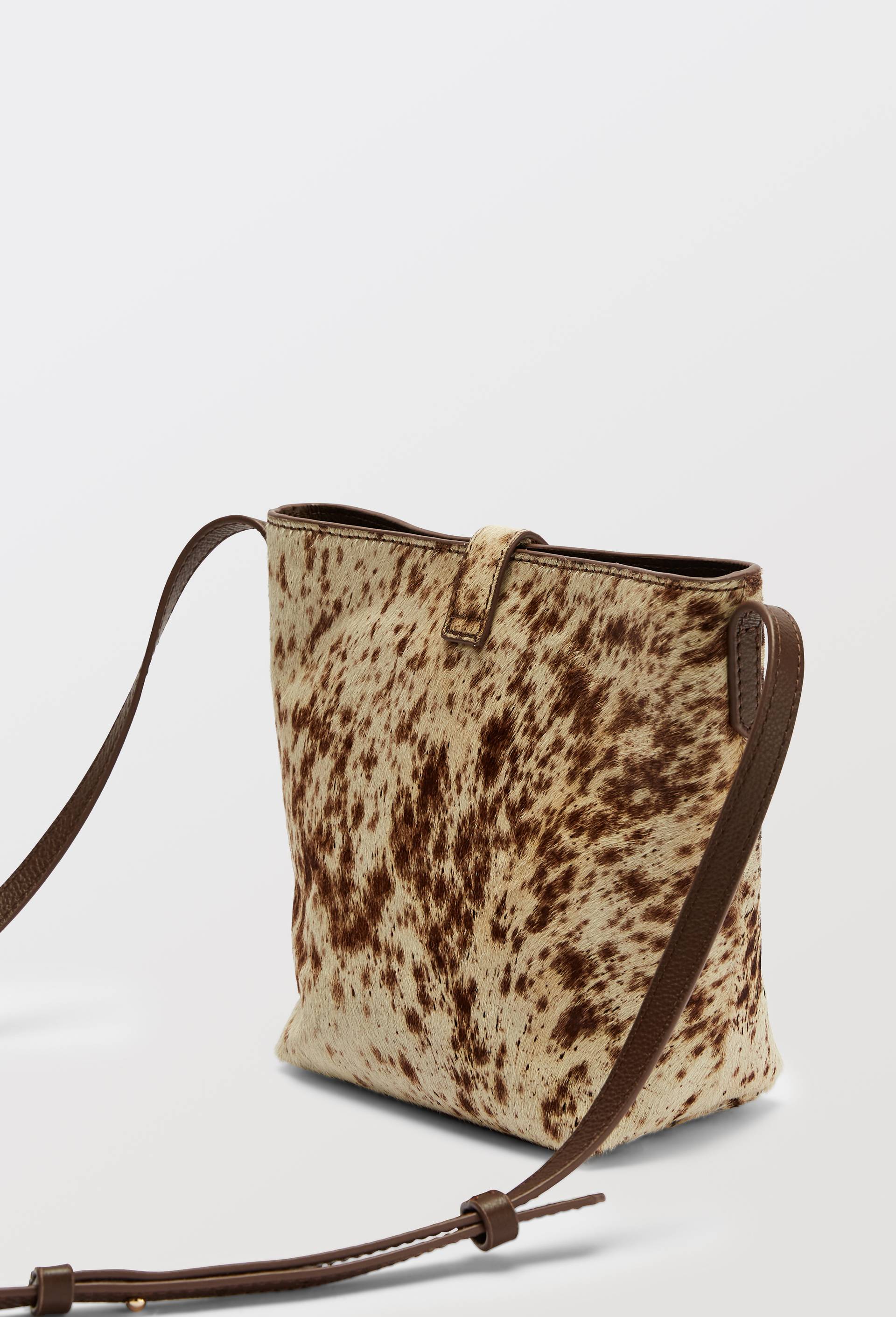 Sac seau vache en cuir, Brun, large image number 1.0