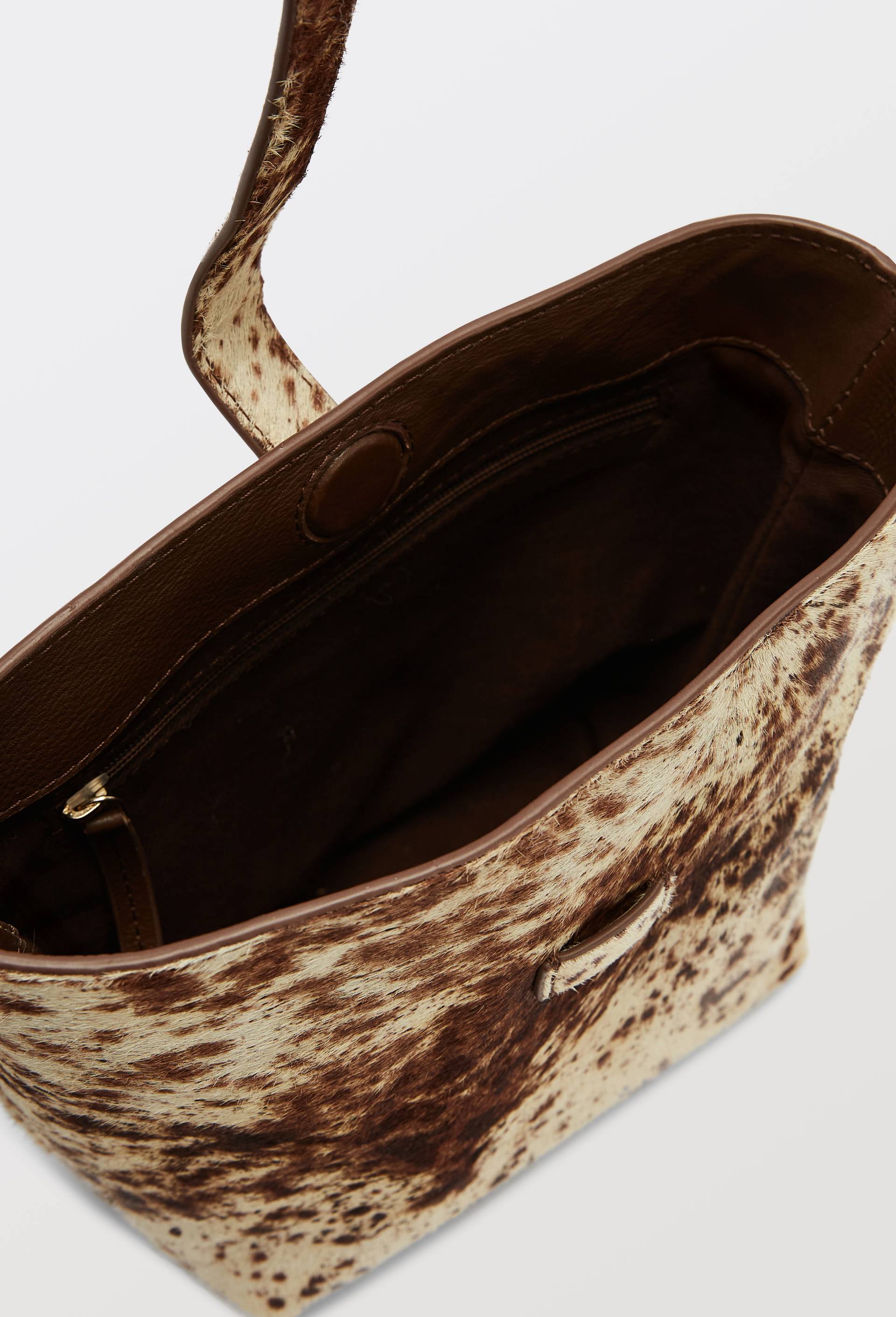 Sac seau vache en cuir, Brun, large image number 2
