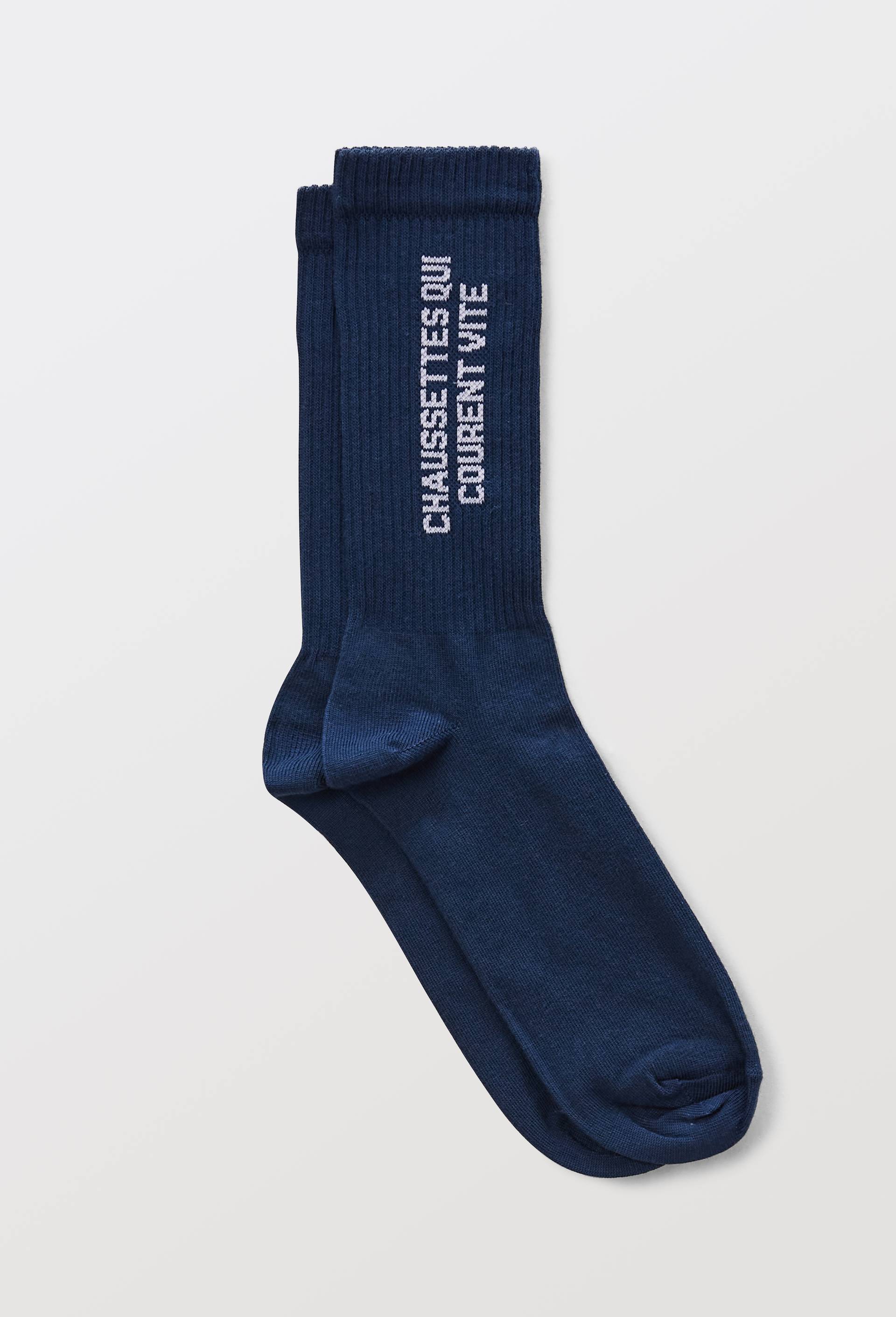 Chaussettes en coton &agrave; texte "Chaussettes qui courent vite", Bleu, large image number 0