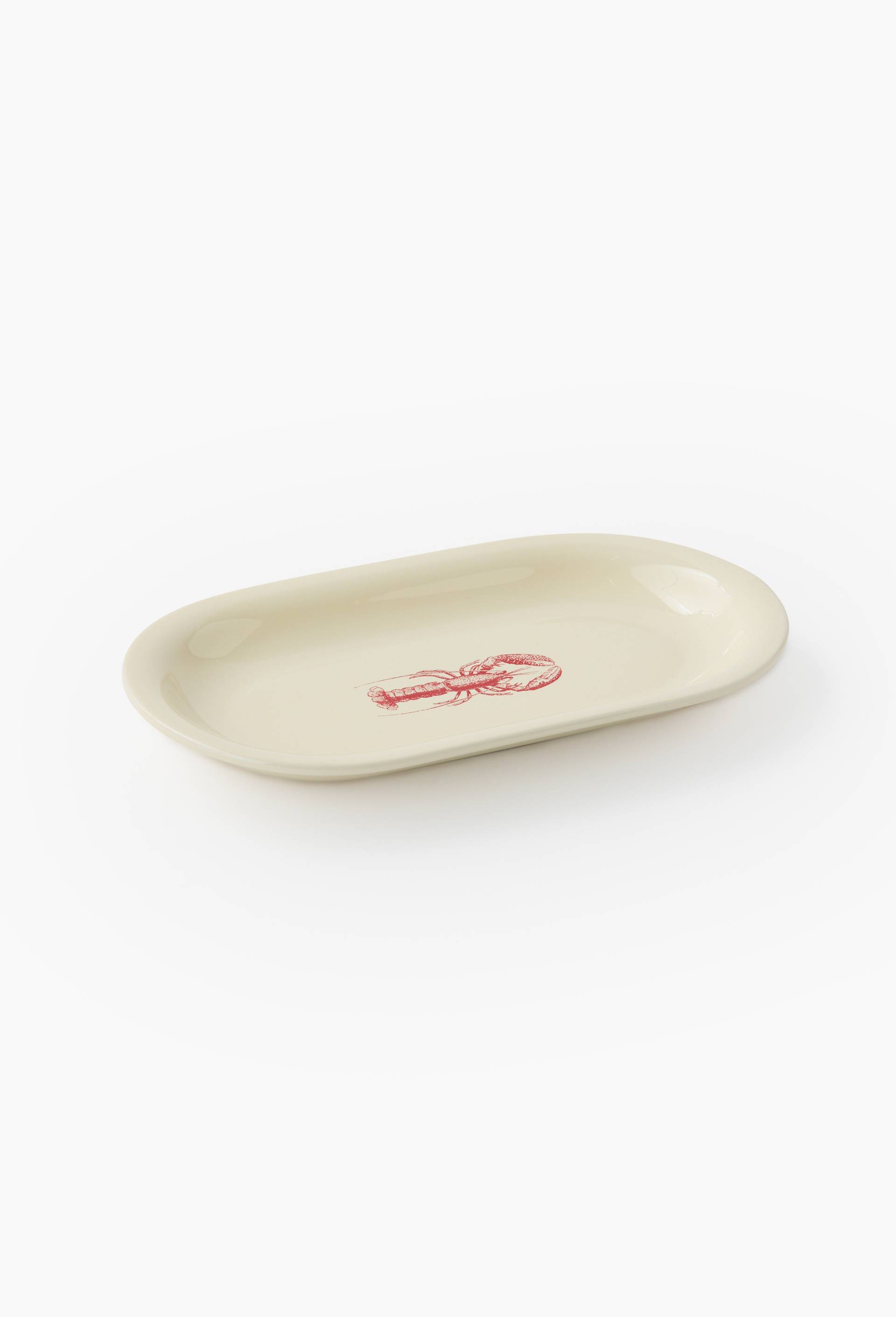 Plat ovale finition imprim&eacute;e, 26cm, Ecru, large image number 0