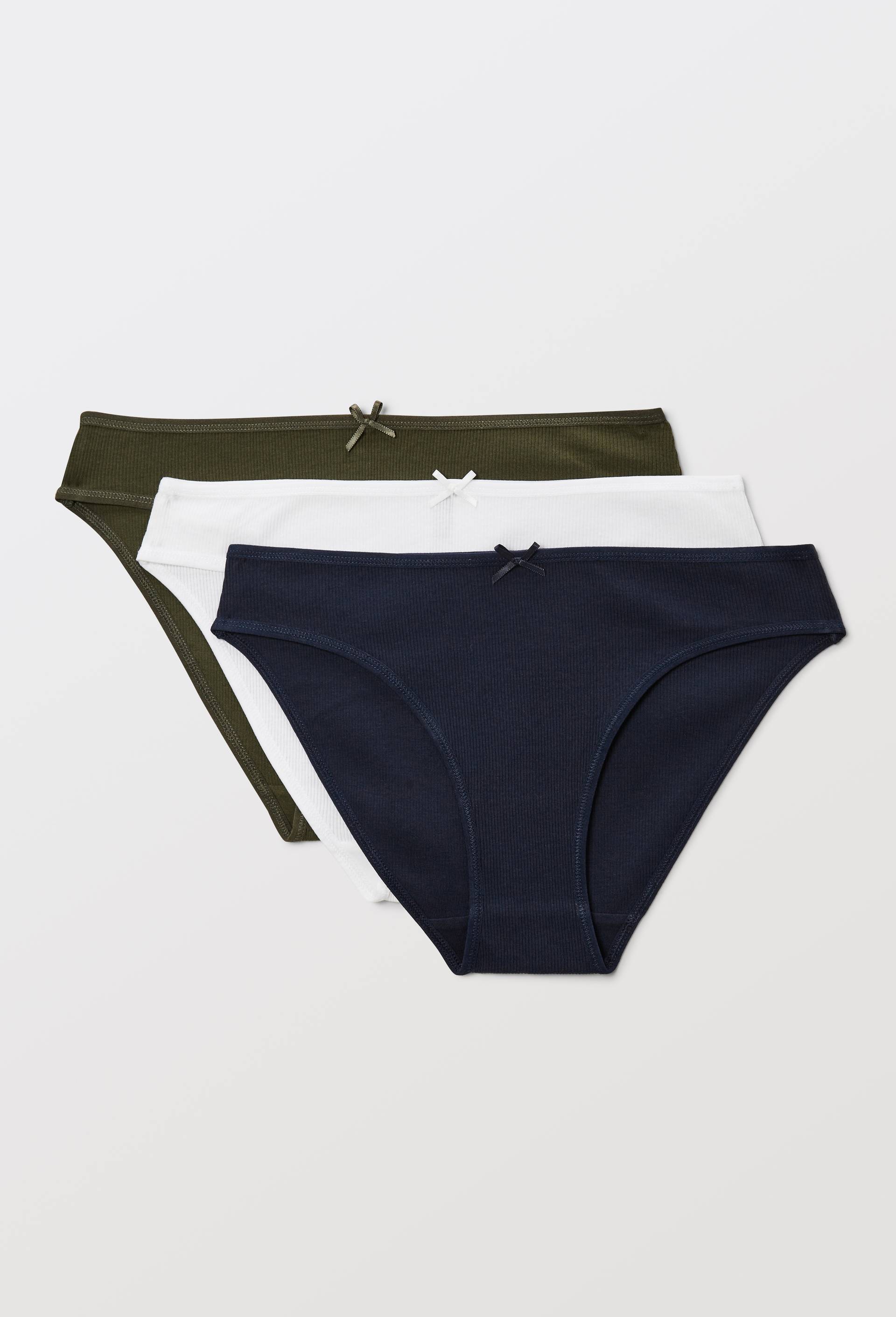 Lot de 3 culottes c&ocirc;tel&eacute;es CAMELIA en coton BIO GOTS, Vert fonc&eacute;, swatch image