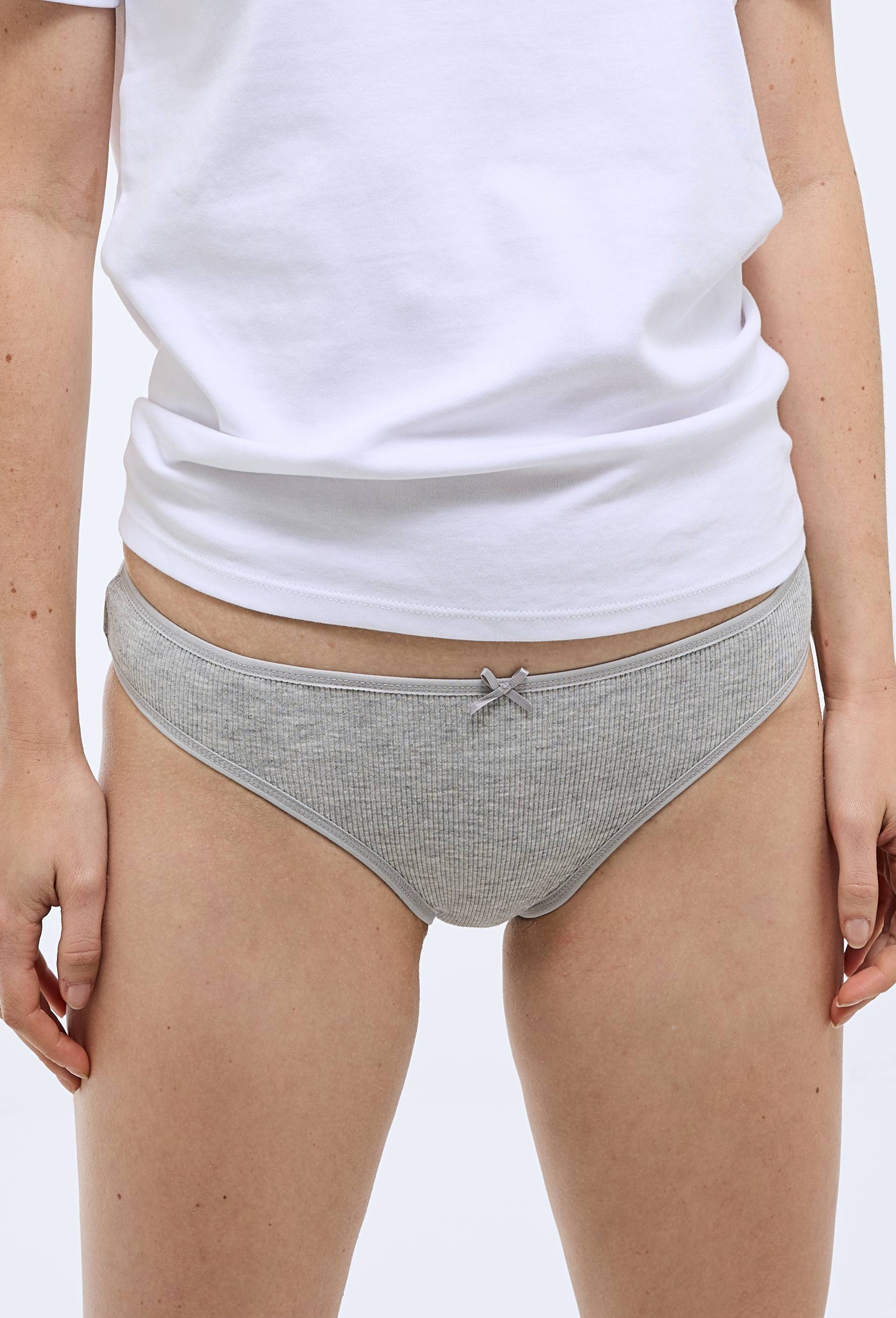 Lot de 3 culottes c&ocirc;tel&eacute;es CAMELIA en coton BIO GOTS, Gris, large image number 1.0