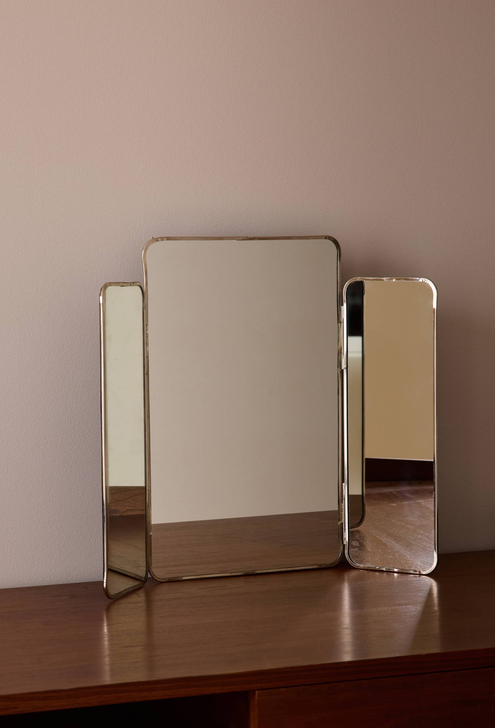 Miroir coiffeuse, 49xH40cm, en verre et m&eacute;tal, Argent, large image number 0