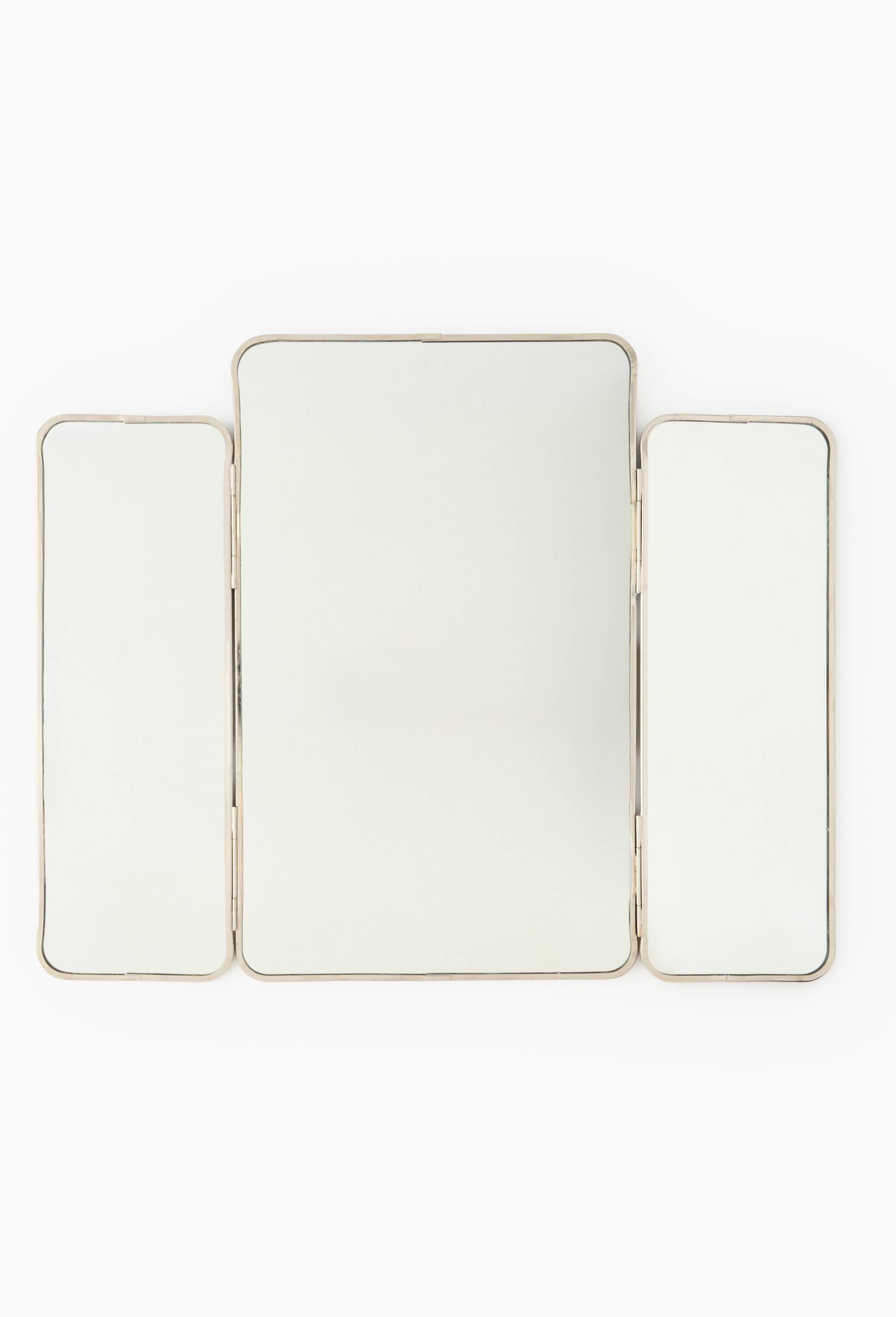 Miroir coiffeuse, 49xH40cm, en verre et m&eacute;tal, Argent, large image number 1