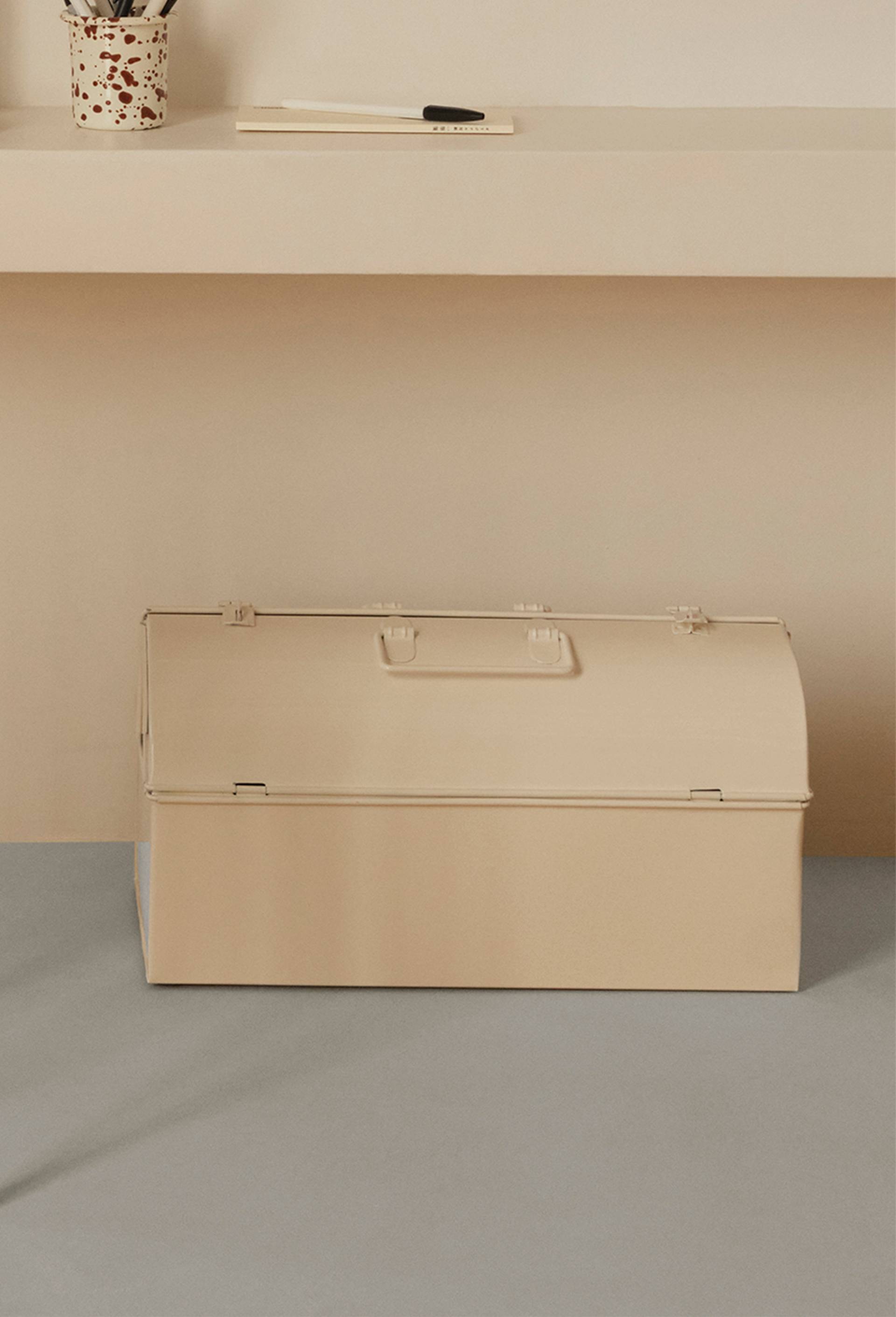 Caisse de rangement, 40x20cm, en fer, Beige clair, large image number 0