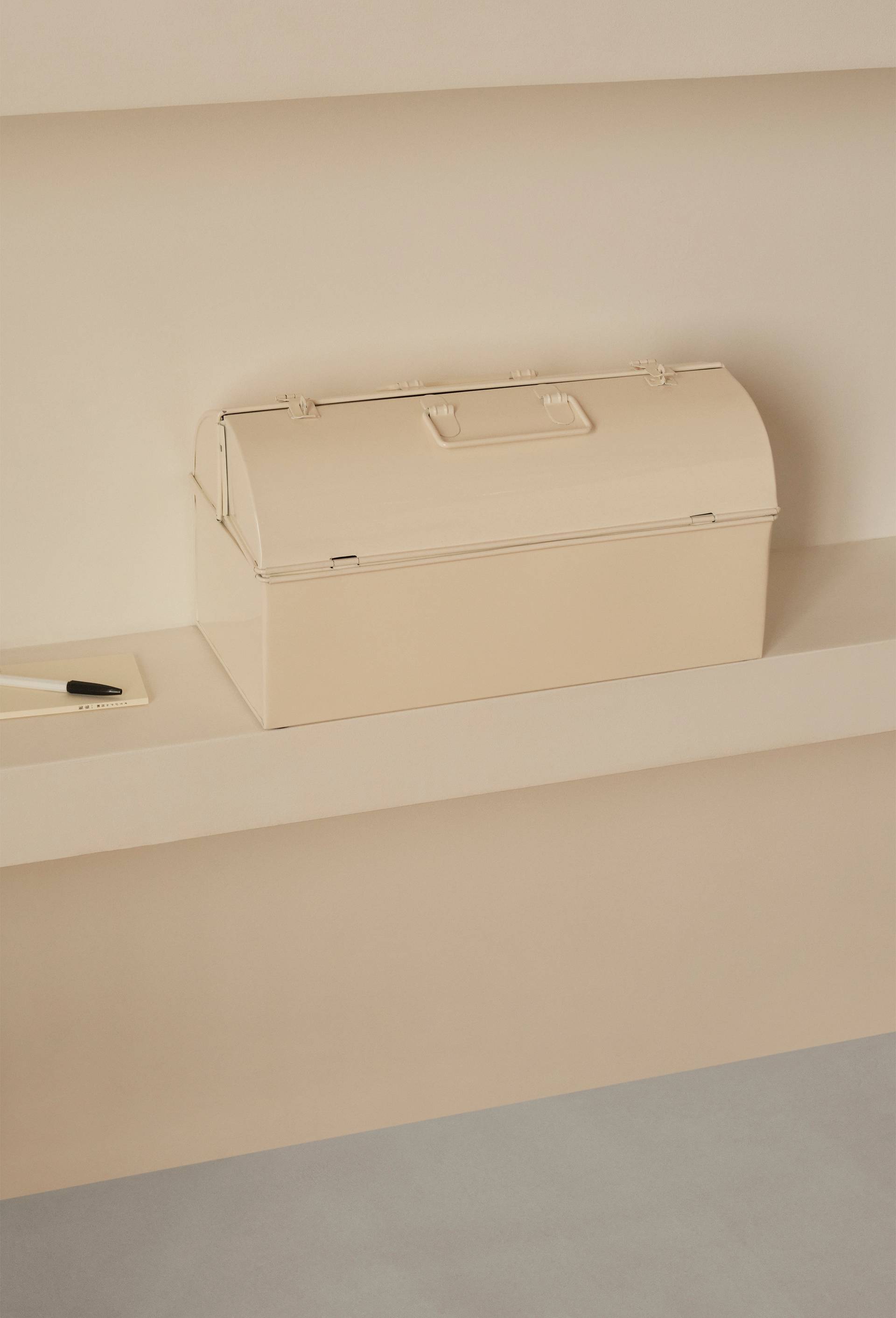 Caisse de rangement, 40x20cm, en fer, Beige clair, large image number 3