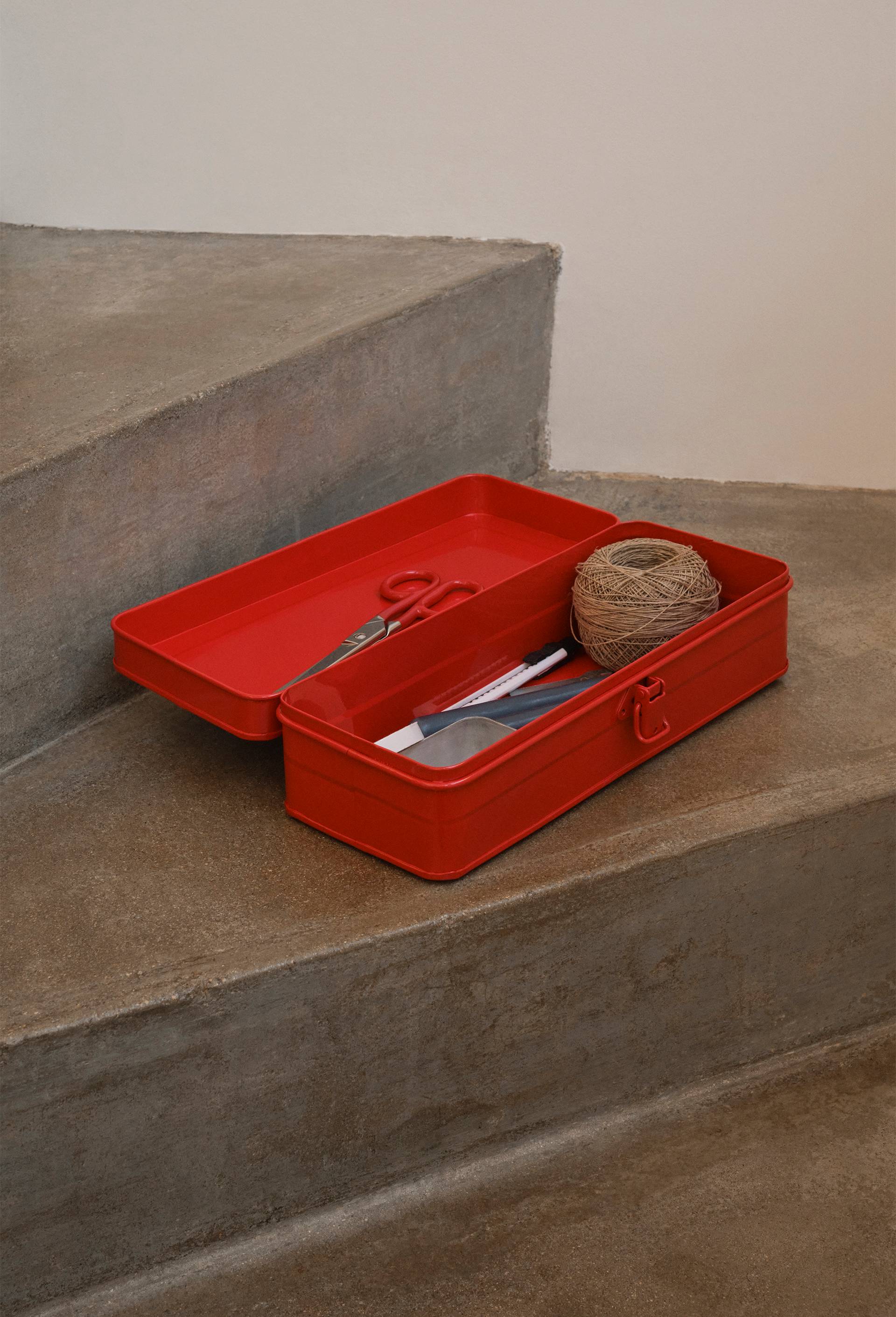 Caisse &agrave; outil, 32x13x9cm, en fer, Rouge, large image number 0