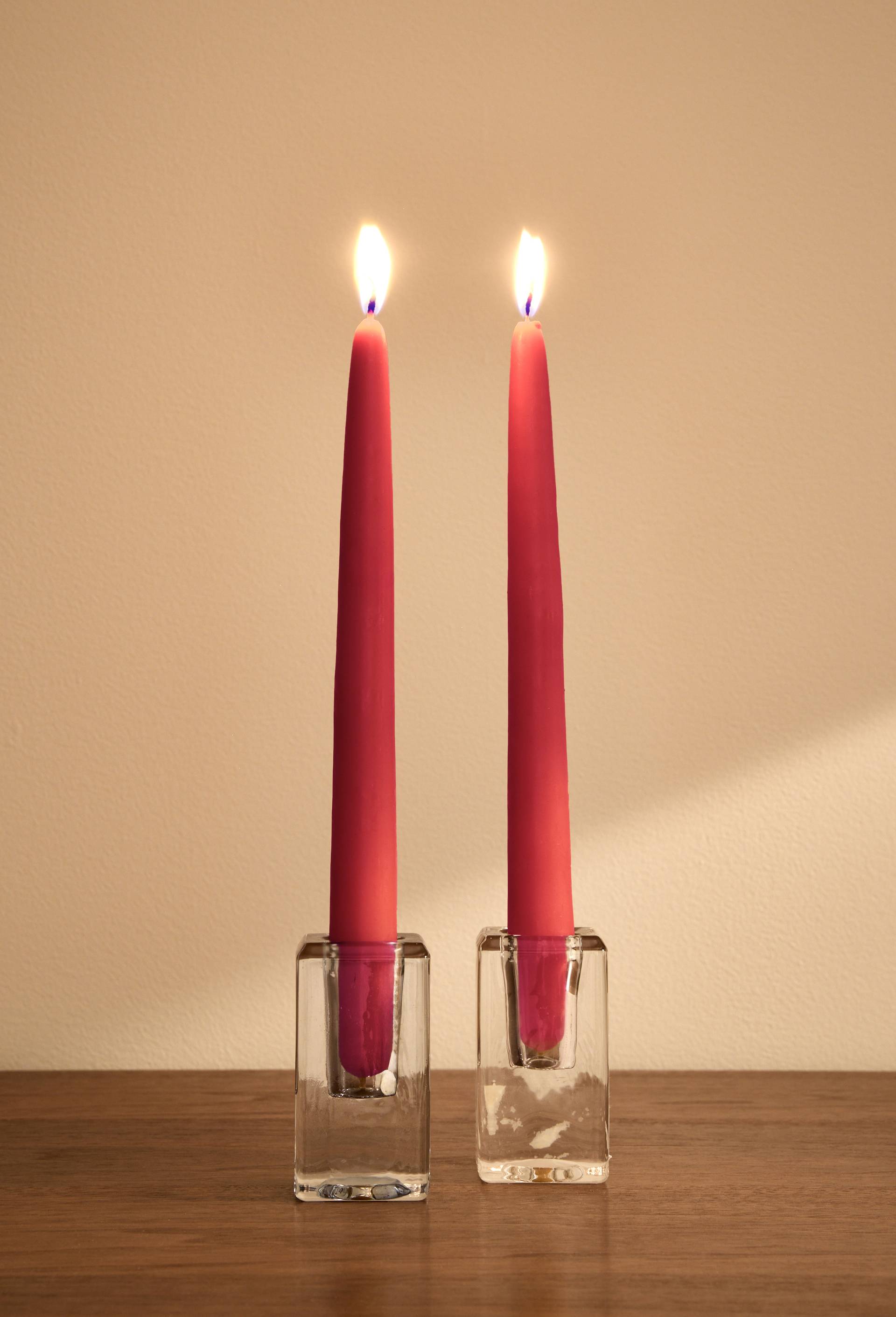 Lot 2 bougies flambeaux suspendus, H24cm, en cire, Rouge, large image number 0