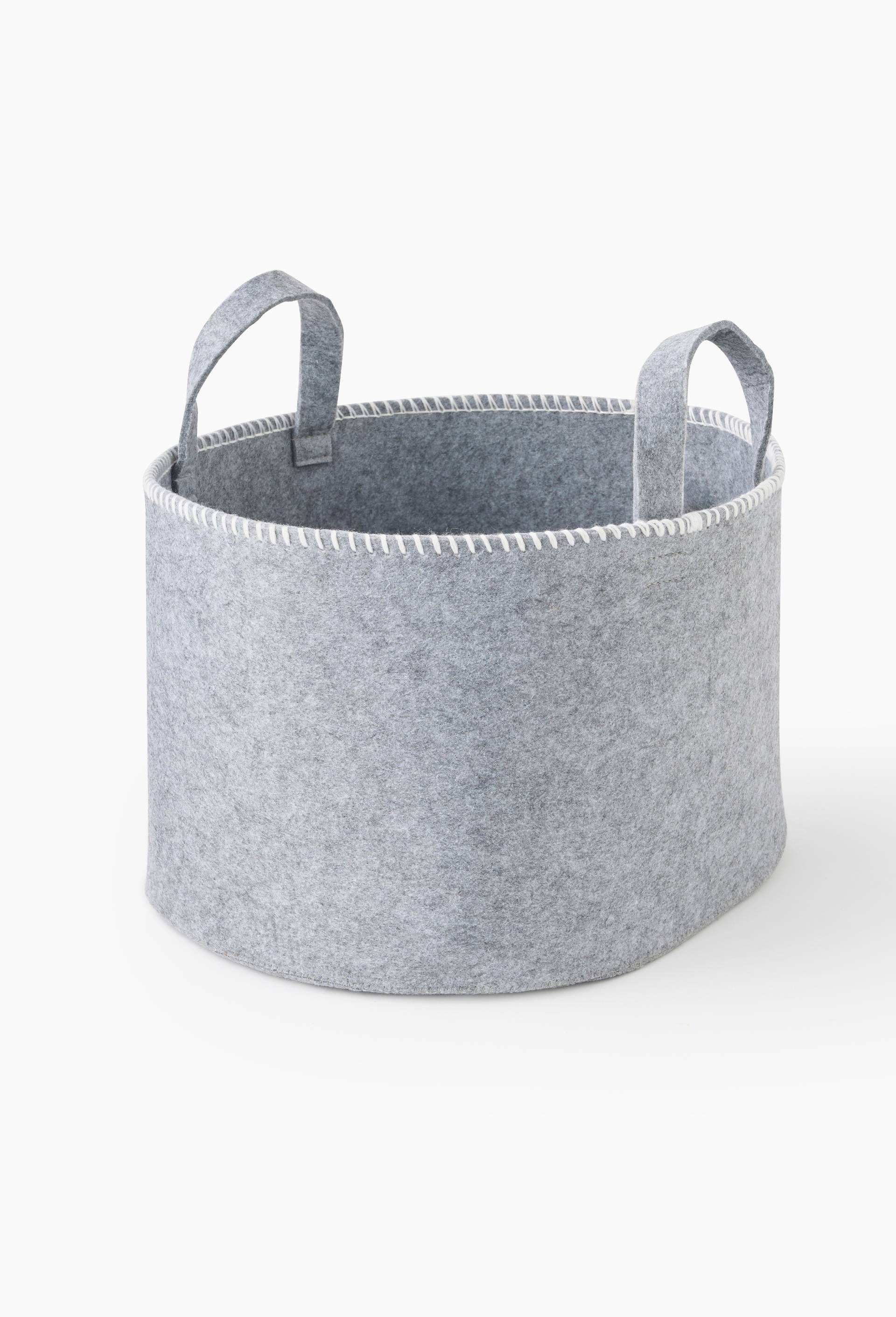 Panier ovale, L45x35xH30cm, en feutrine, Gris, large image number 0