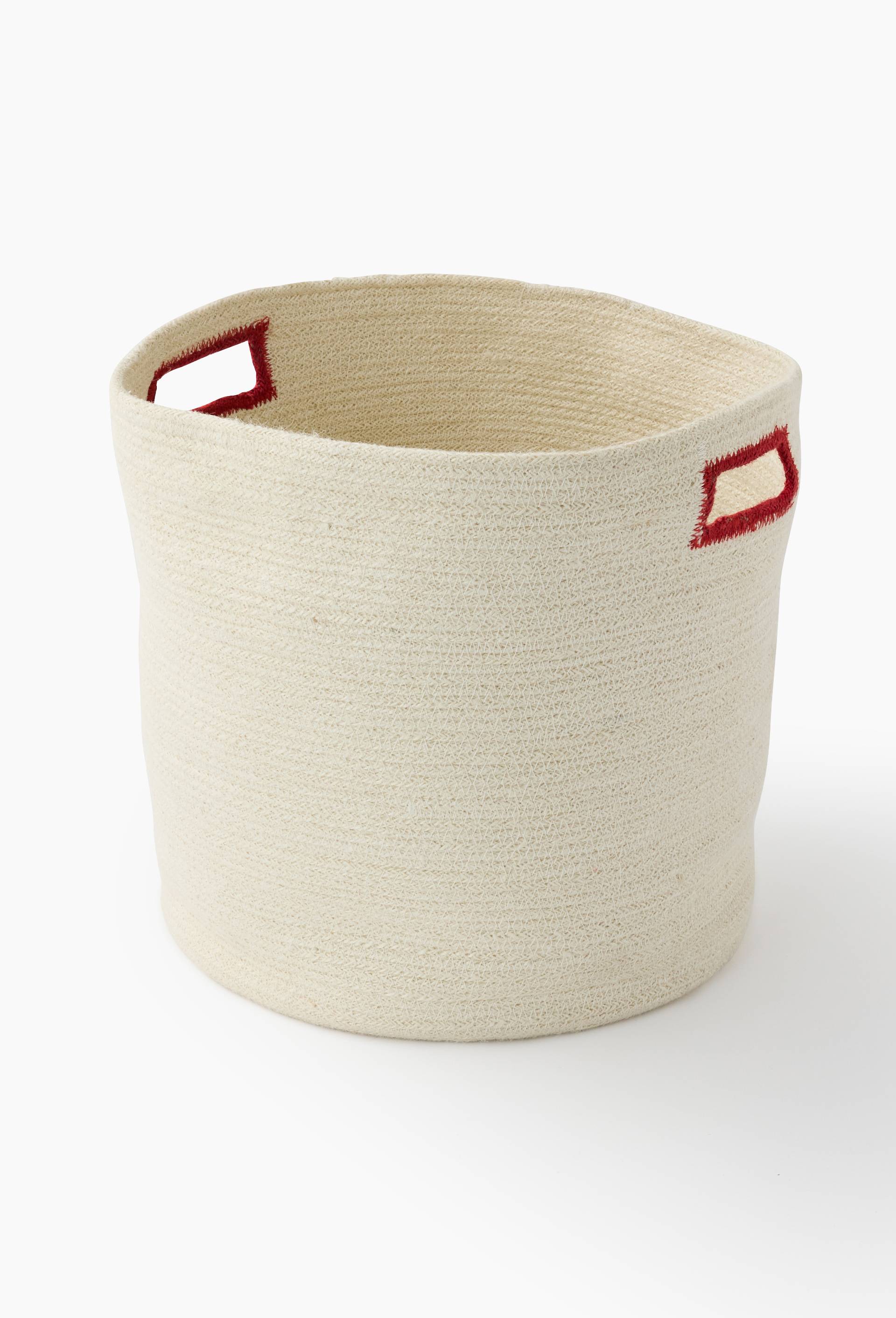 Panier rond avec poign&eacute;es, en coton jute, Beige clair, large image number 0