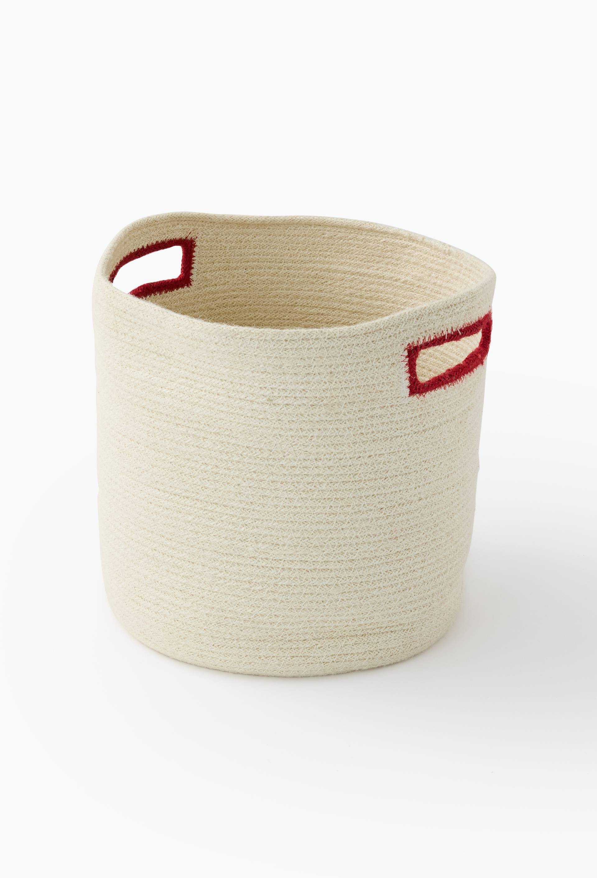 Panier rond avec poign&eacute;es, en coton jute, Beige clair, large image number 1