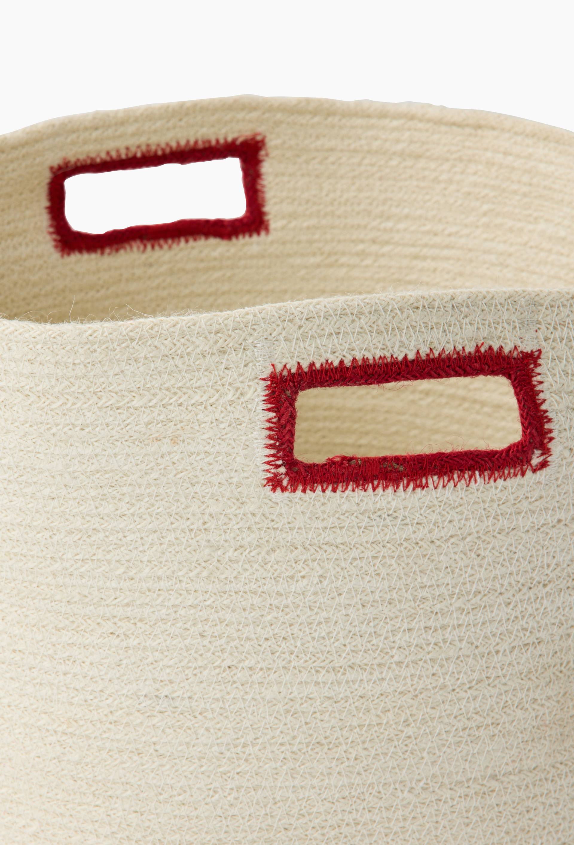 Panier rond avec poign&eacute;es, en coton jute, Beige clair, large image number 2