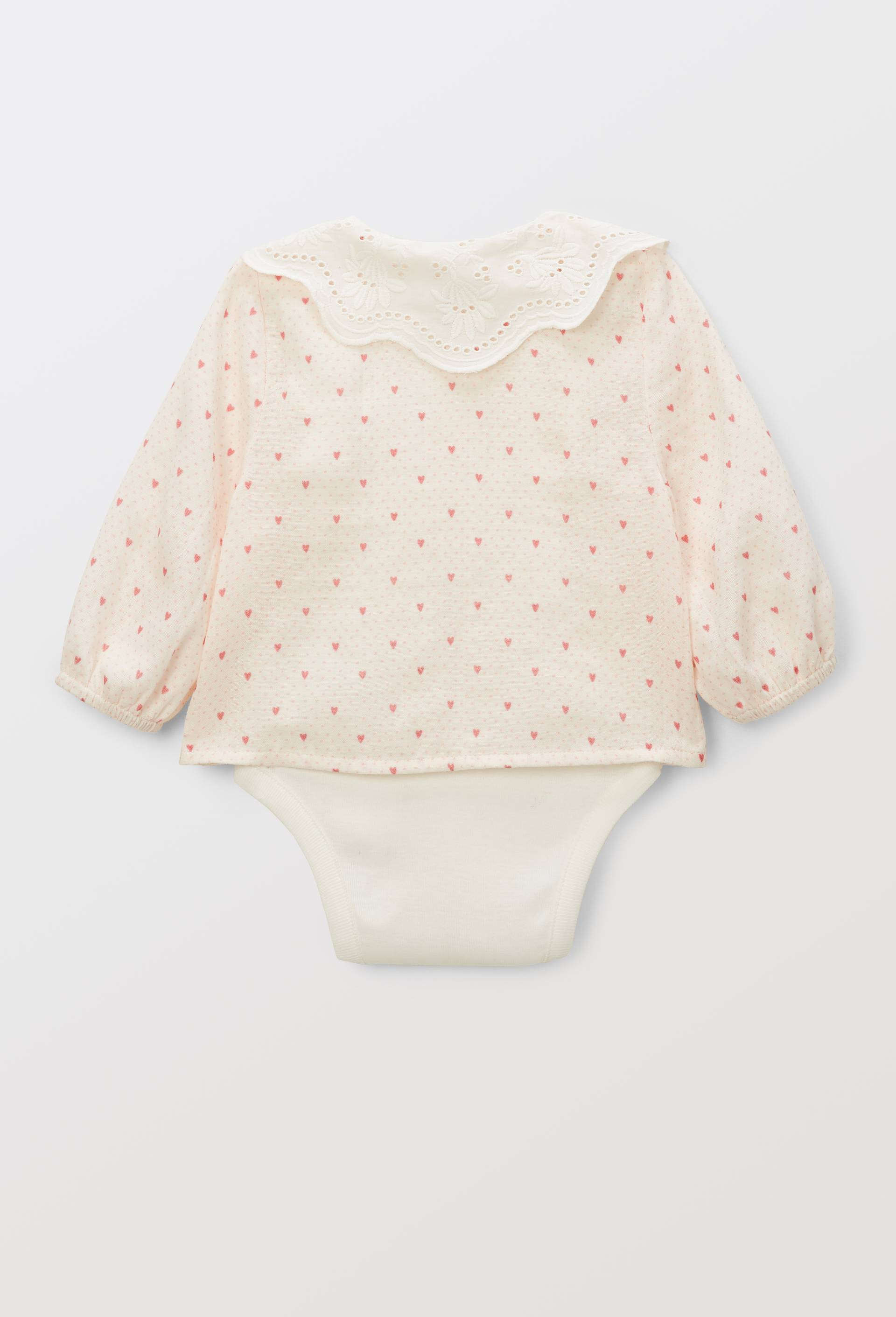 Body blouse manches longues imprim&eacute; en coton BIO GOTS, Ecru, large image number 1