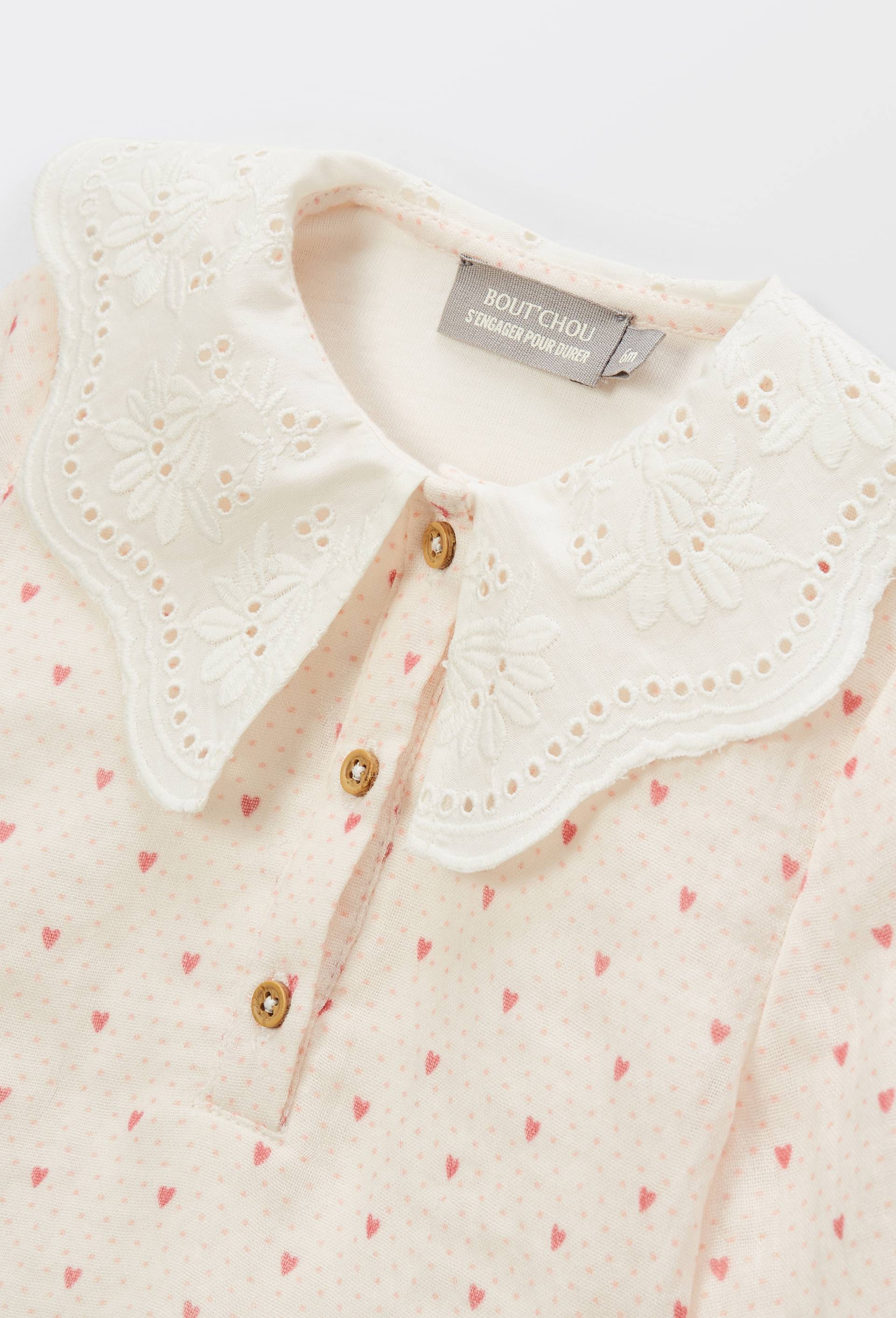 Body blouse manches longues imprim&eacute; en coton BIO GOTS, Ecru, large image number 2