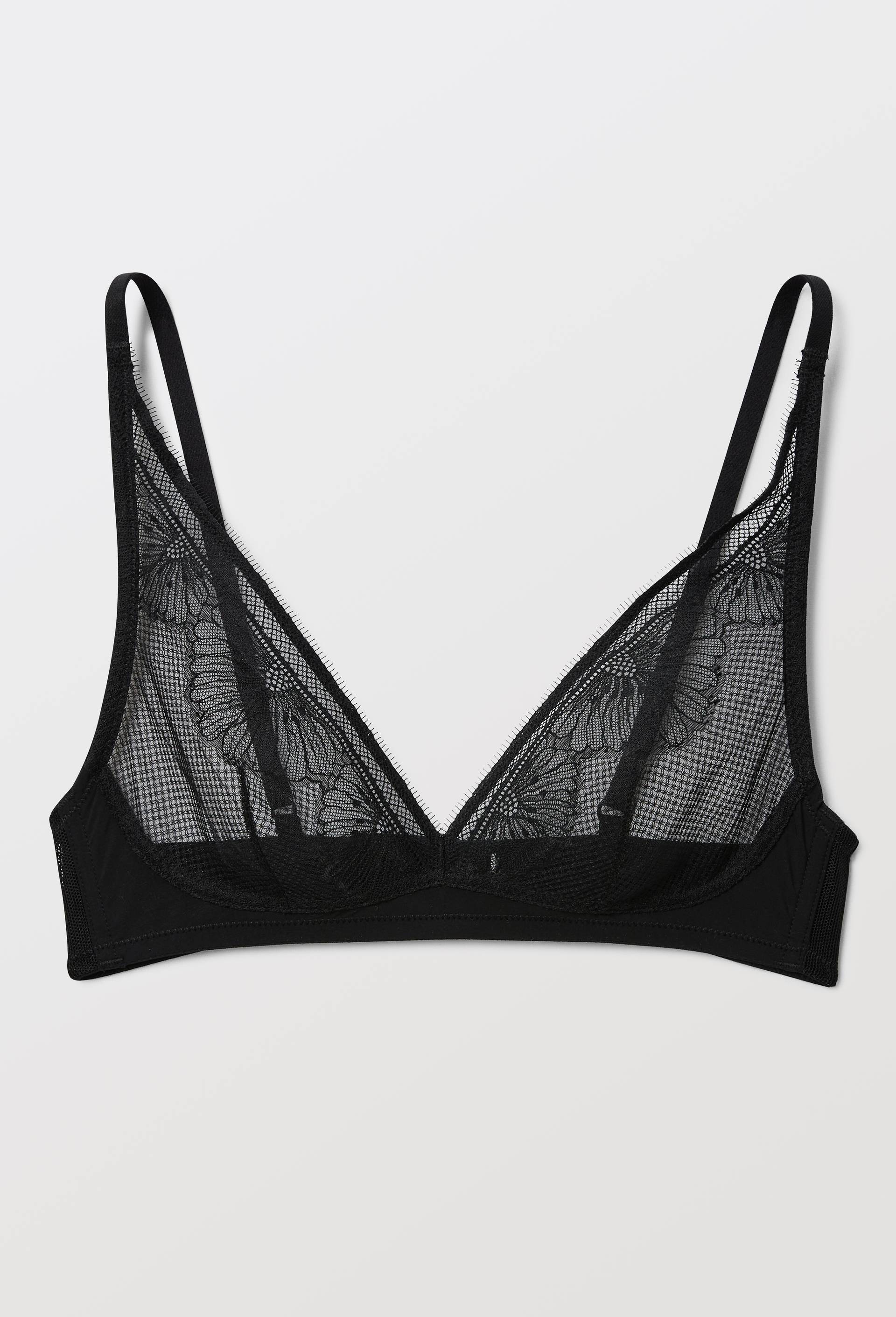 Soutien-gorge triangle foulard CHARLIE en microfibre et dentelle, Noir, large image number 2