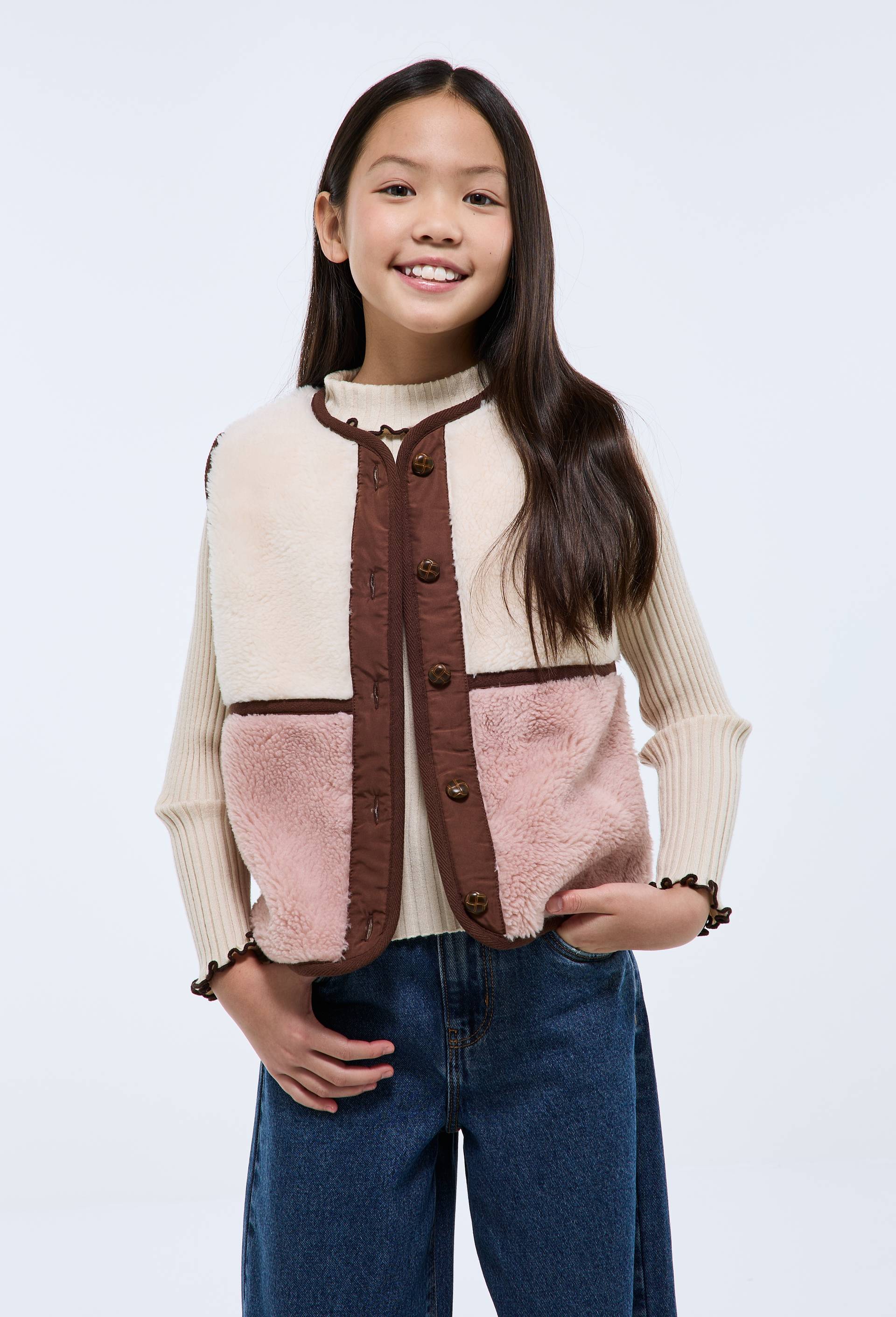 Gilet sans manches sherpa, Ecru, large image number 1