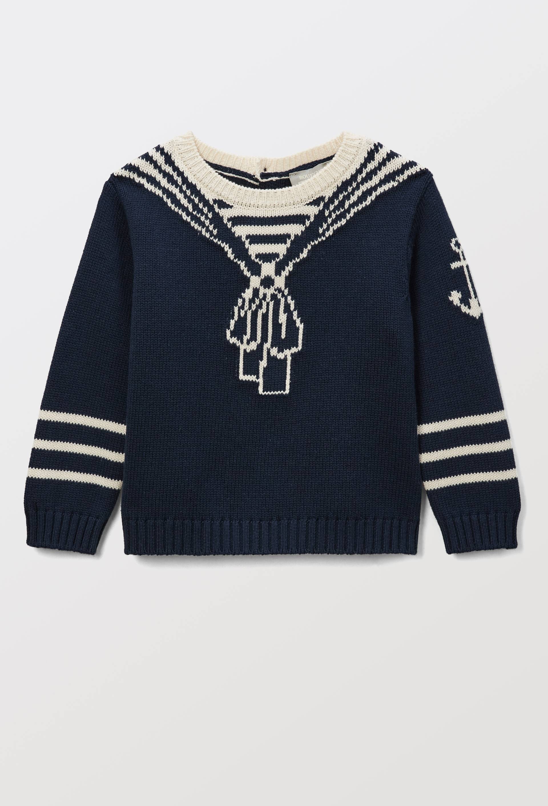 Pull fantaisie en coton, Bleu fonc&eacute;, large image number 0