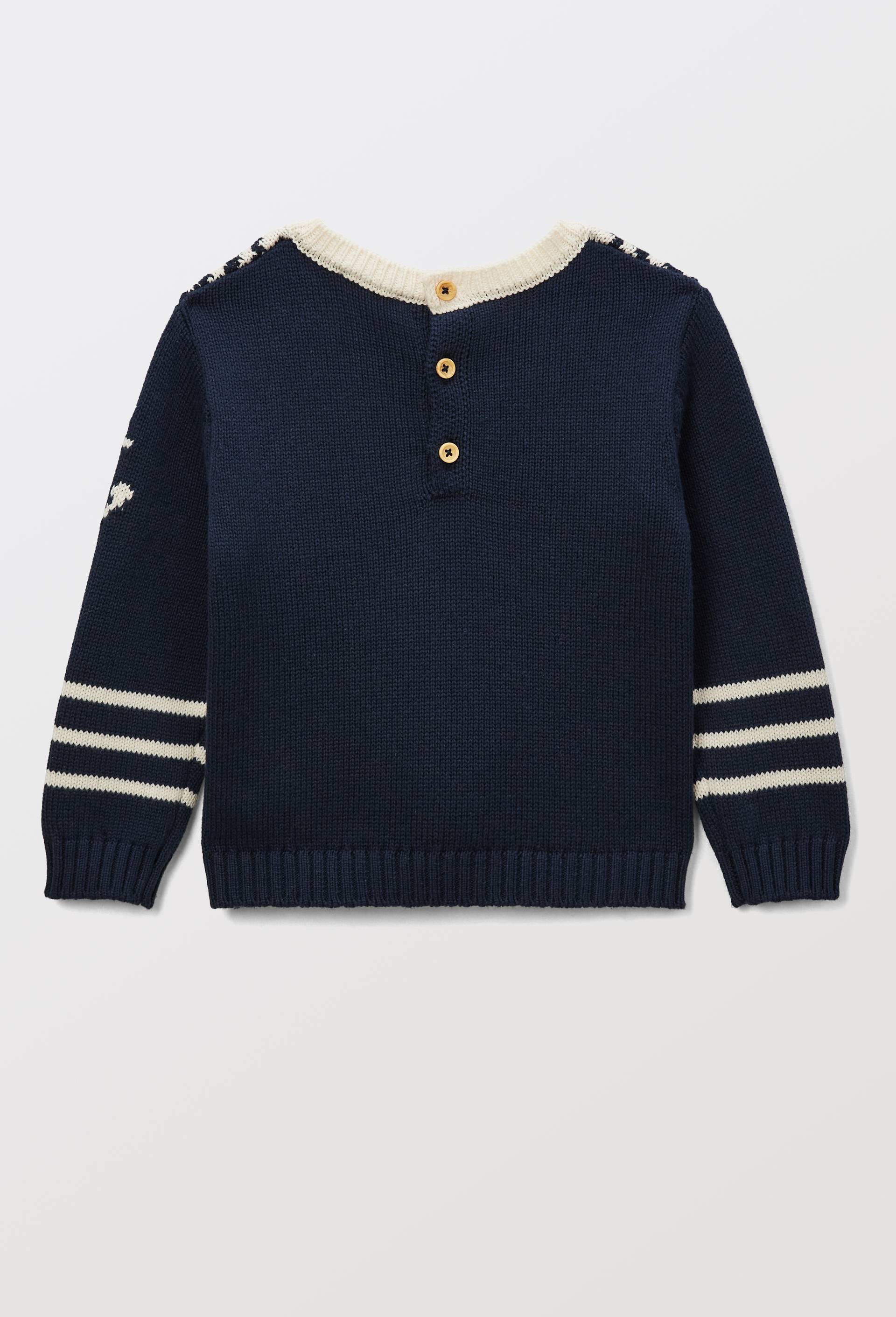 Pull fantaisie en coton, Bleu fonc&eacute;, large image number 1