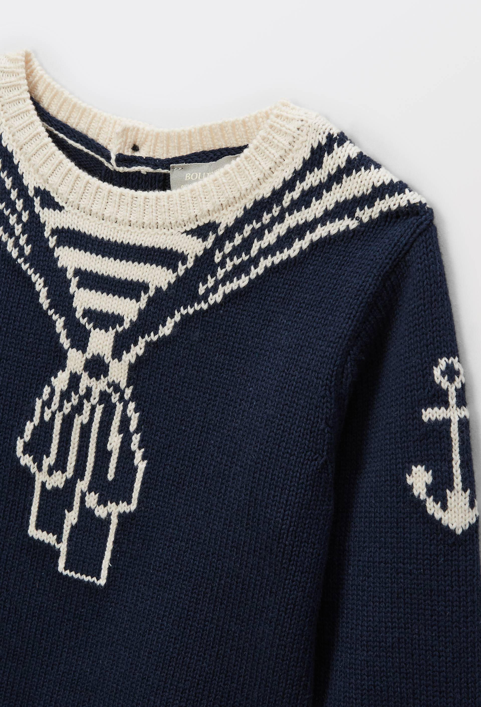 Pull fantaisie en coton, Bleu fonc&eacute;, large image number 2