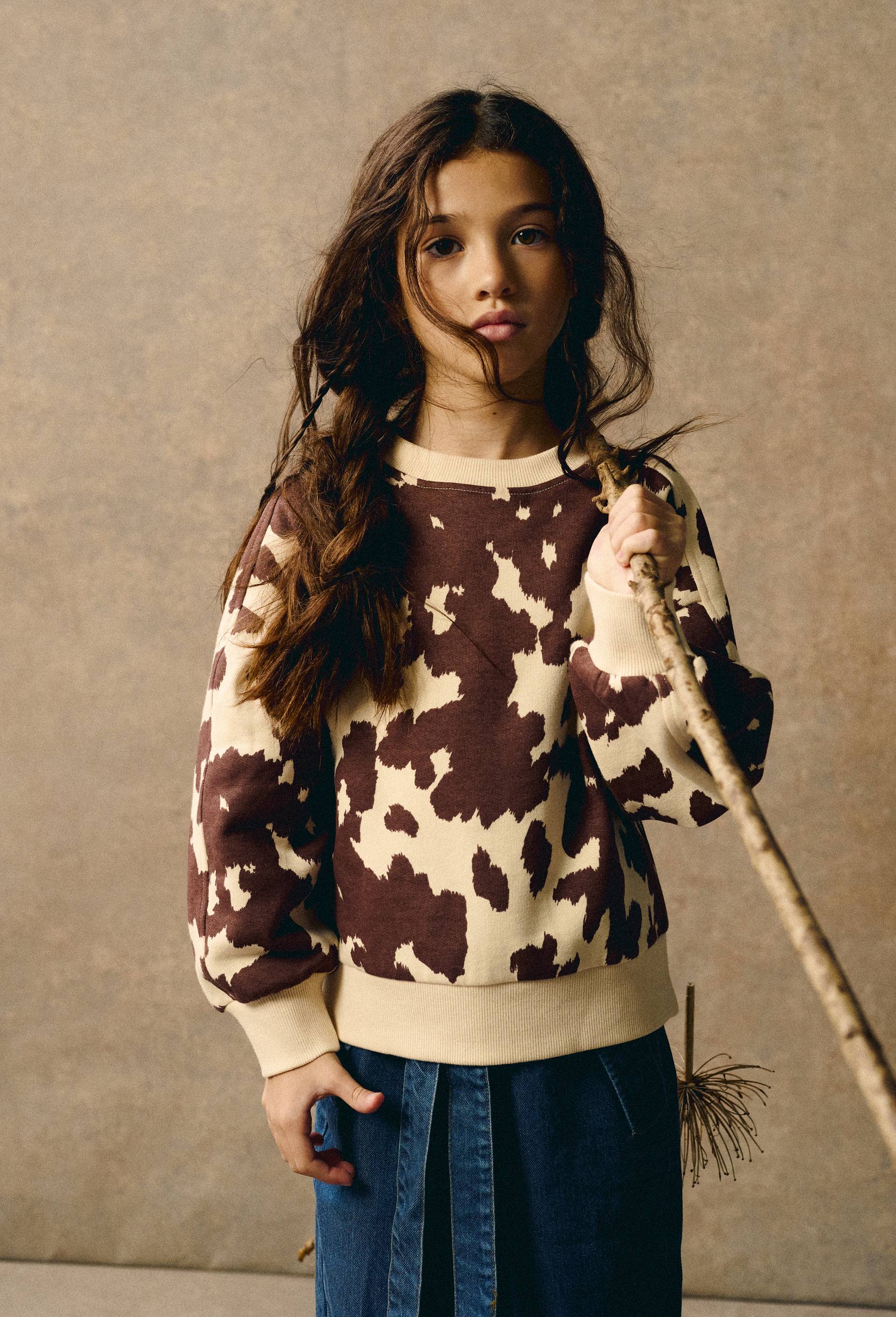 Sweat en coton imprim&eacute;, Beige clair, large image number 0
