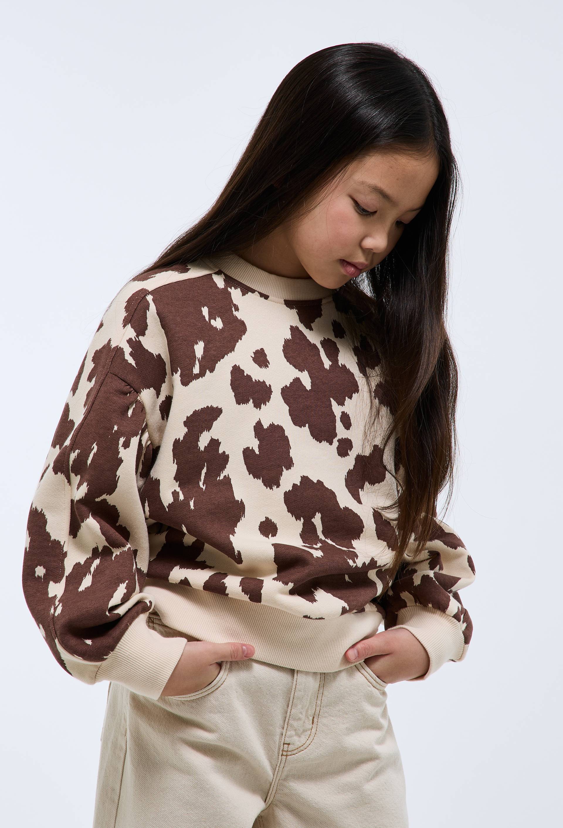 Sweat en coton imprim&eacute;, Beige clair, large image number 1