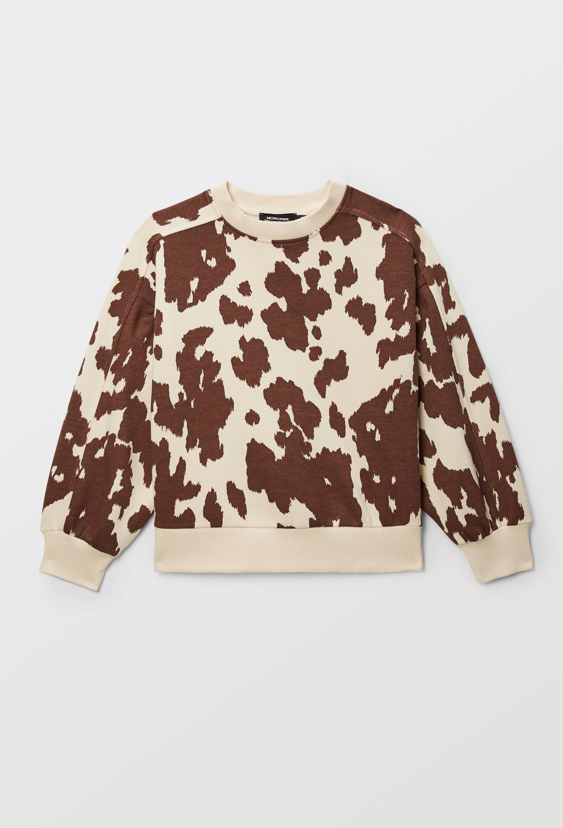 Sweat en coton imprim&eacute;, Beige clair, large image number 2.0