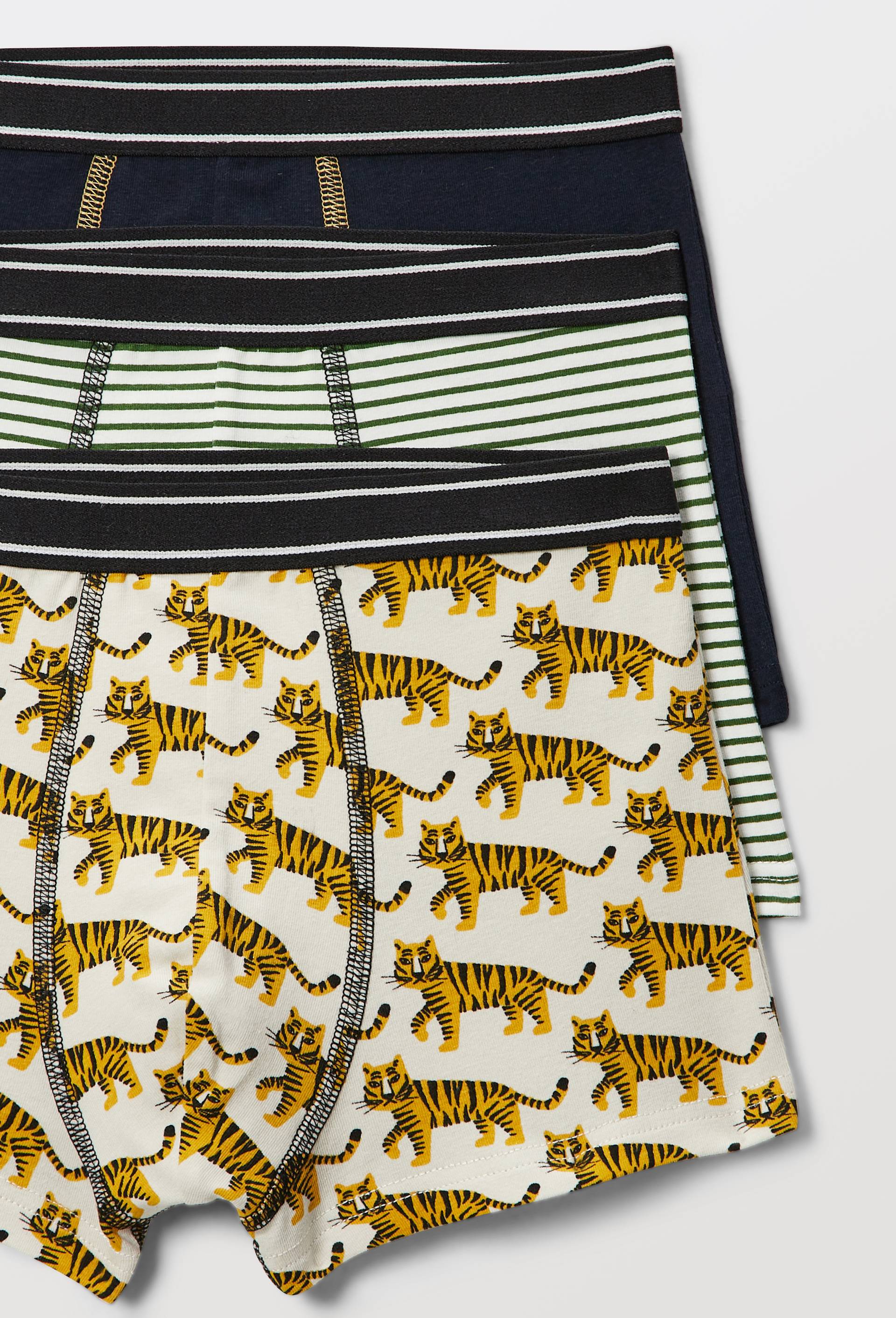 Lot de 3 boxers imprim&eacute;s en coton BIO GOTS, Jaune, large image number 2.0