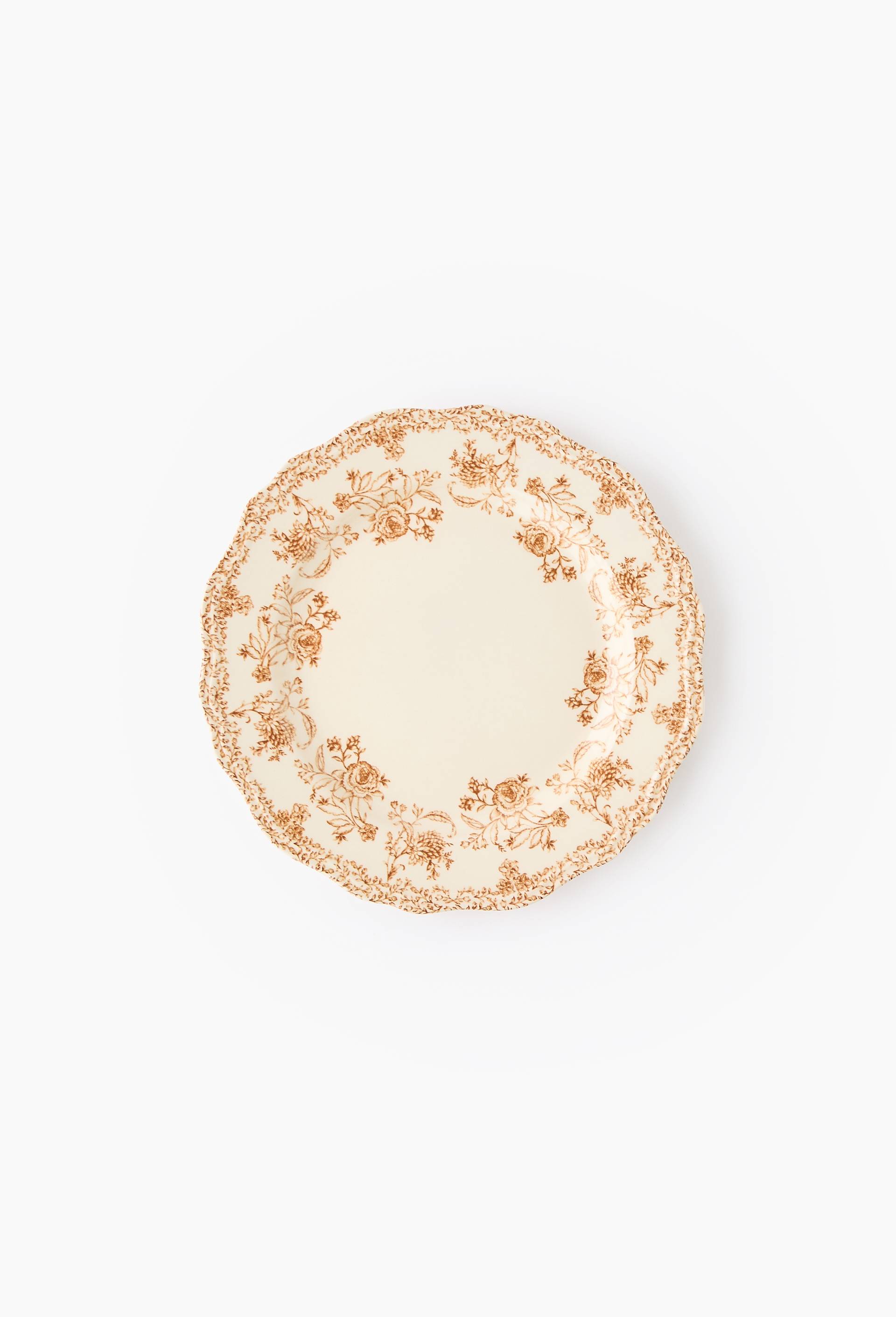 Assiette plate finition imprim&eacute;e, 26cm, Brun, large image number 0