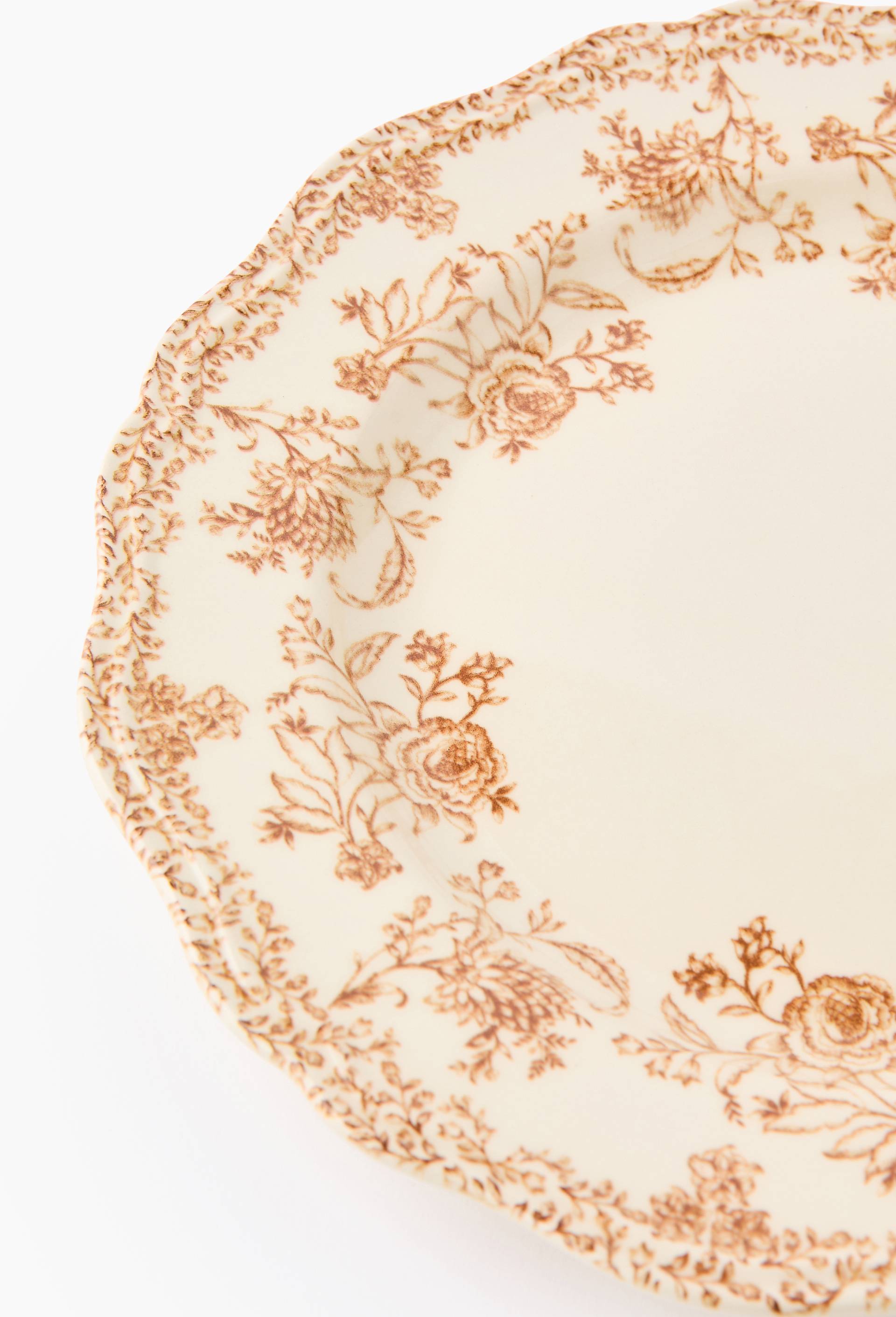 Assiette plate finition imprim&eacute;e, 26cm, Brun, large image number 1