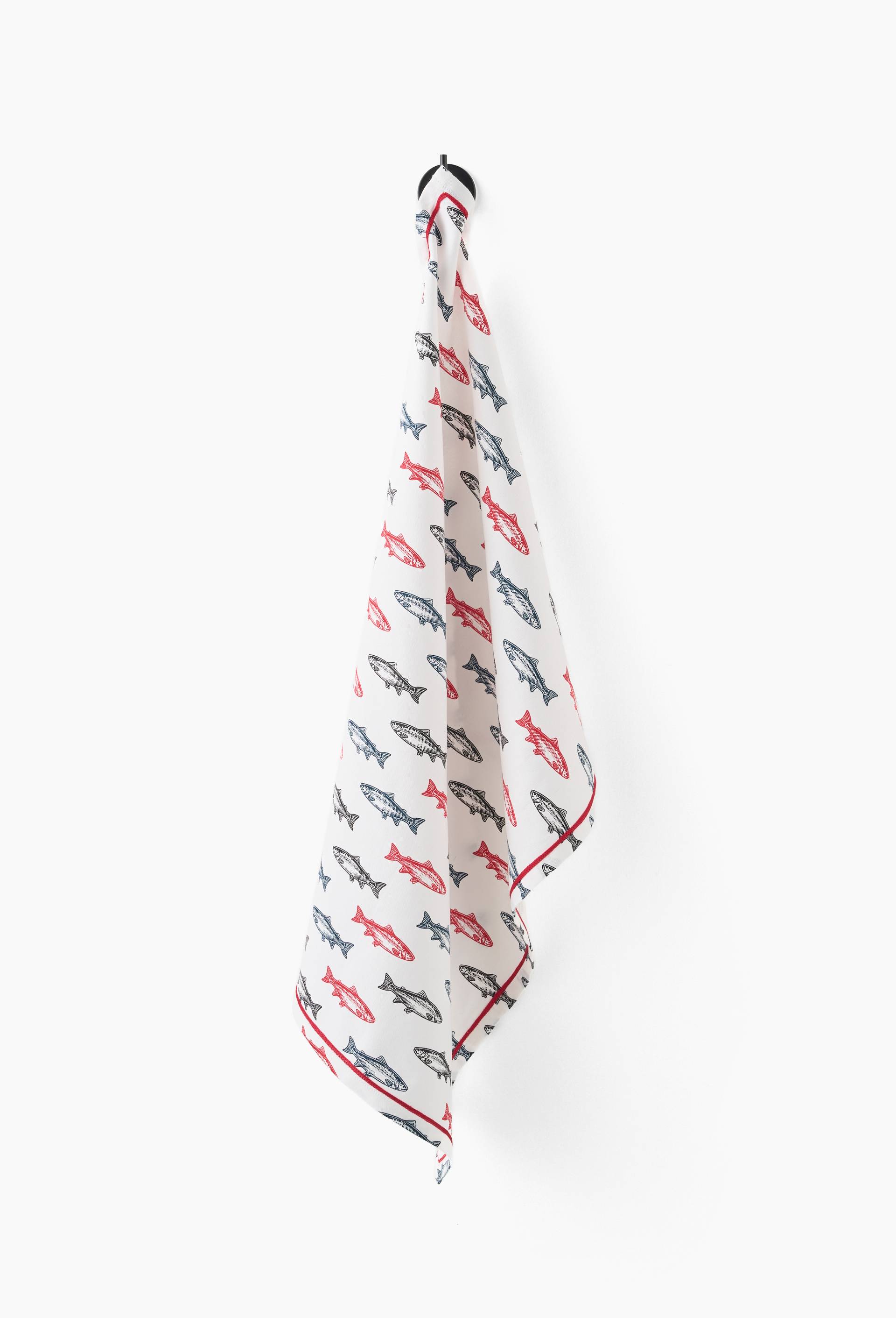 Torchon print sardine, 50x70cm, 100% coton, Bleu, large image number 0.0
