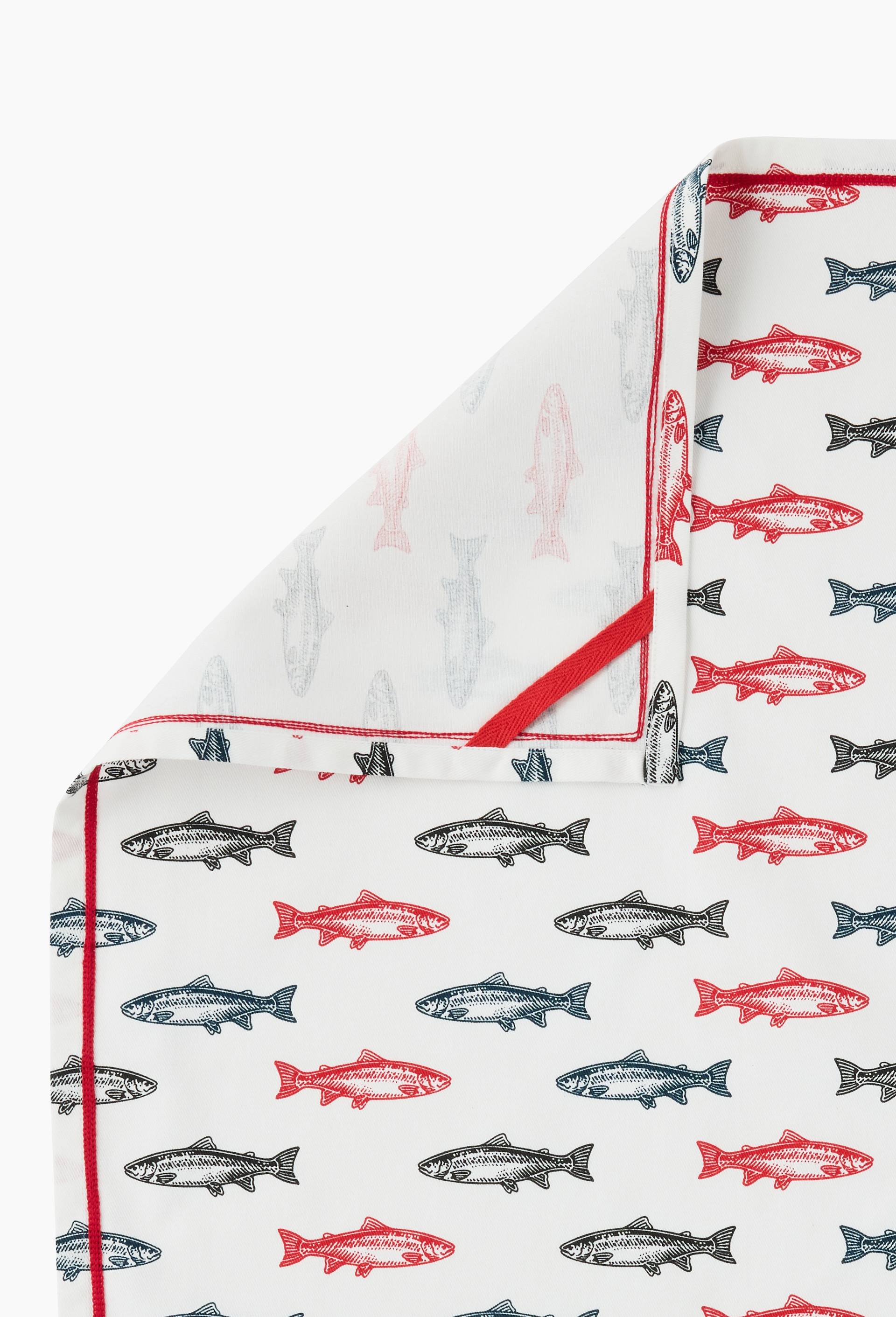Torchon print sardine, 50x70cm, 100% coton, Bleu, large image number 2