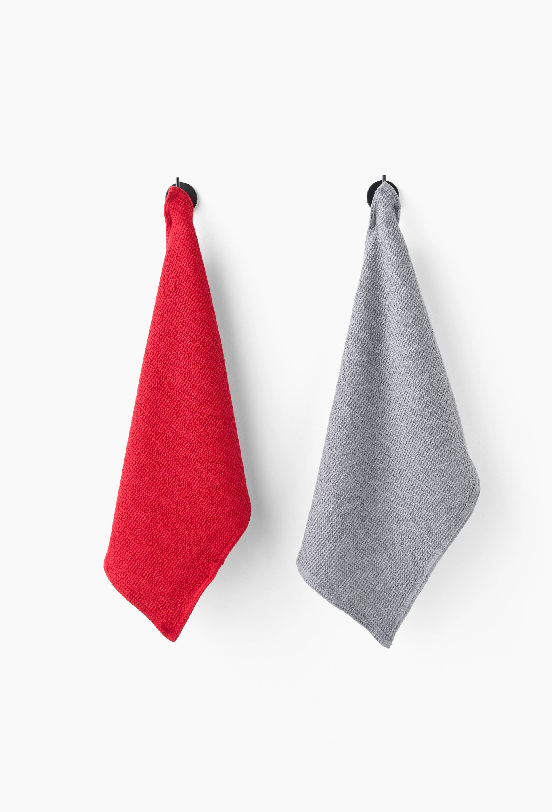 Lot de 2 essuie-mains, 30x50cm, 100% coton, Rouge, large image number 0