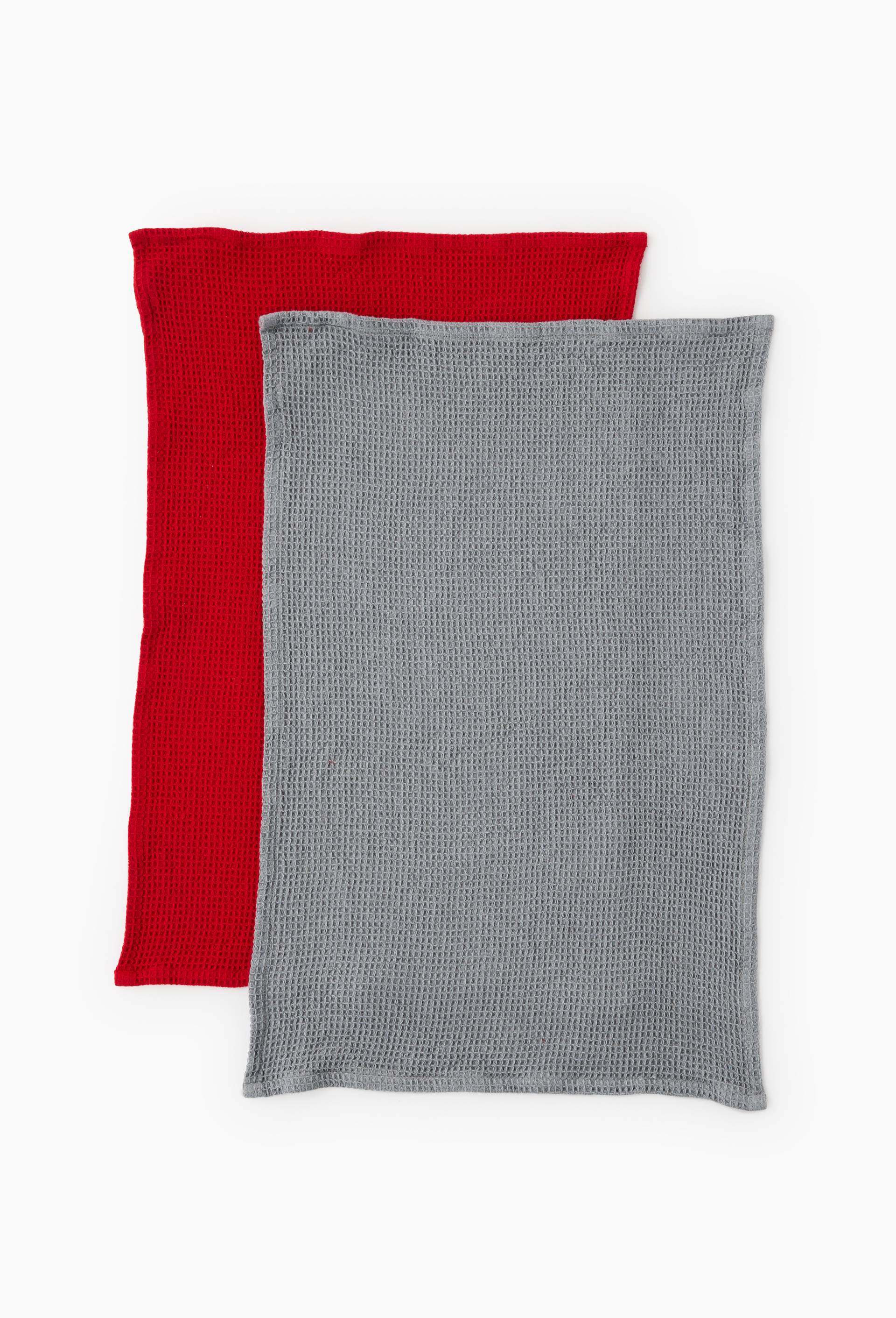 Lot de 2 essuie-mains, 30x50cm, 100% coton, Rouge, large image number 1