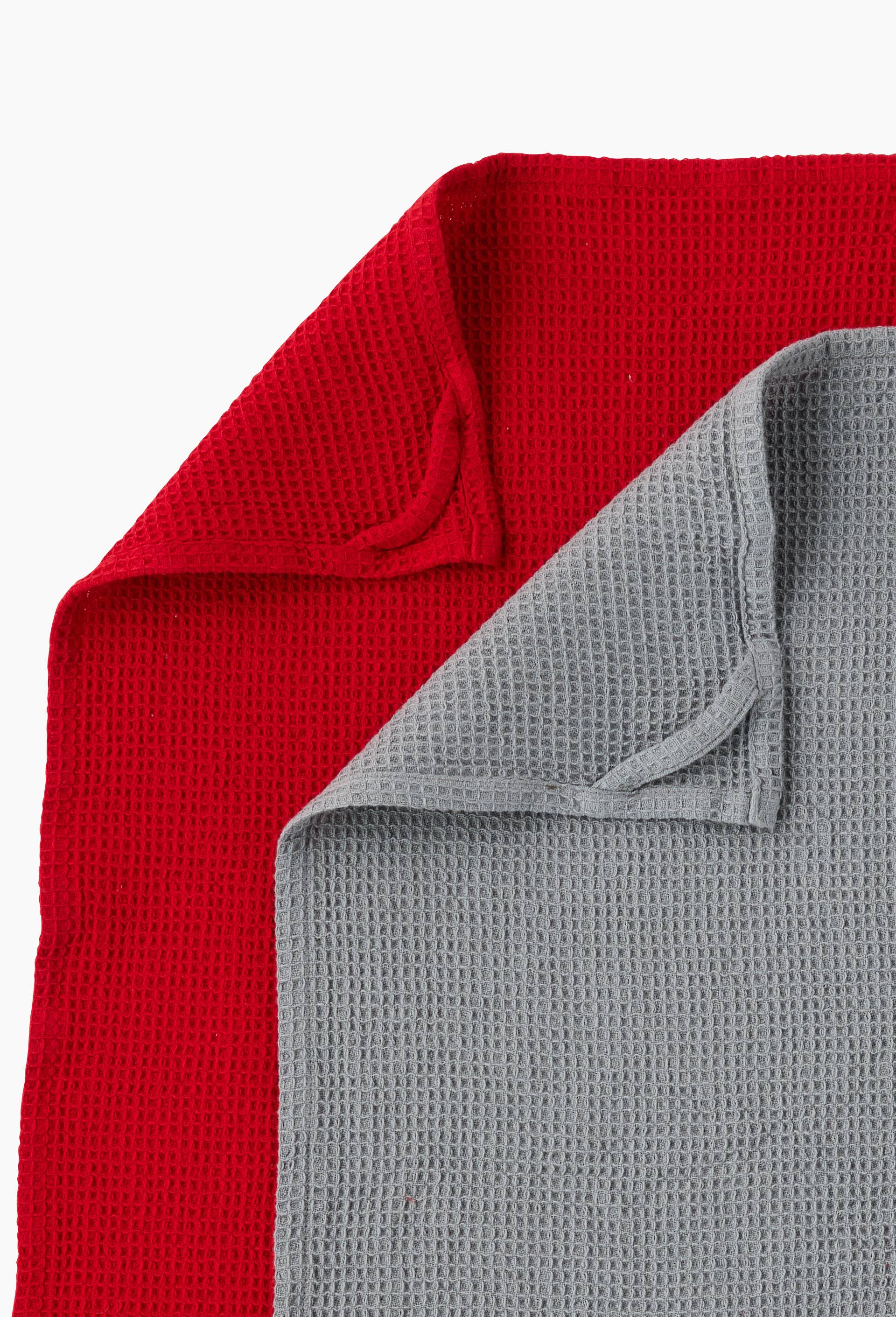 Lot de 2 essuie-mains, 30x50cm, 100% coton, Rouge, large image number 2.0