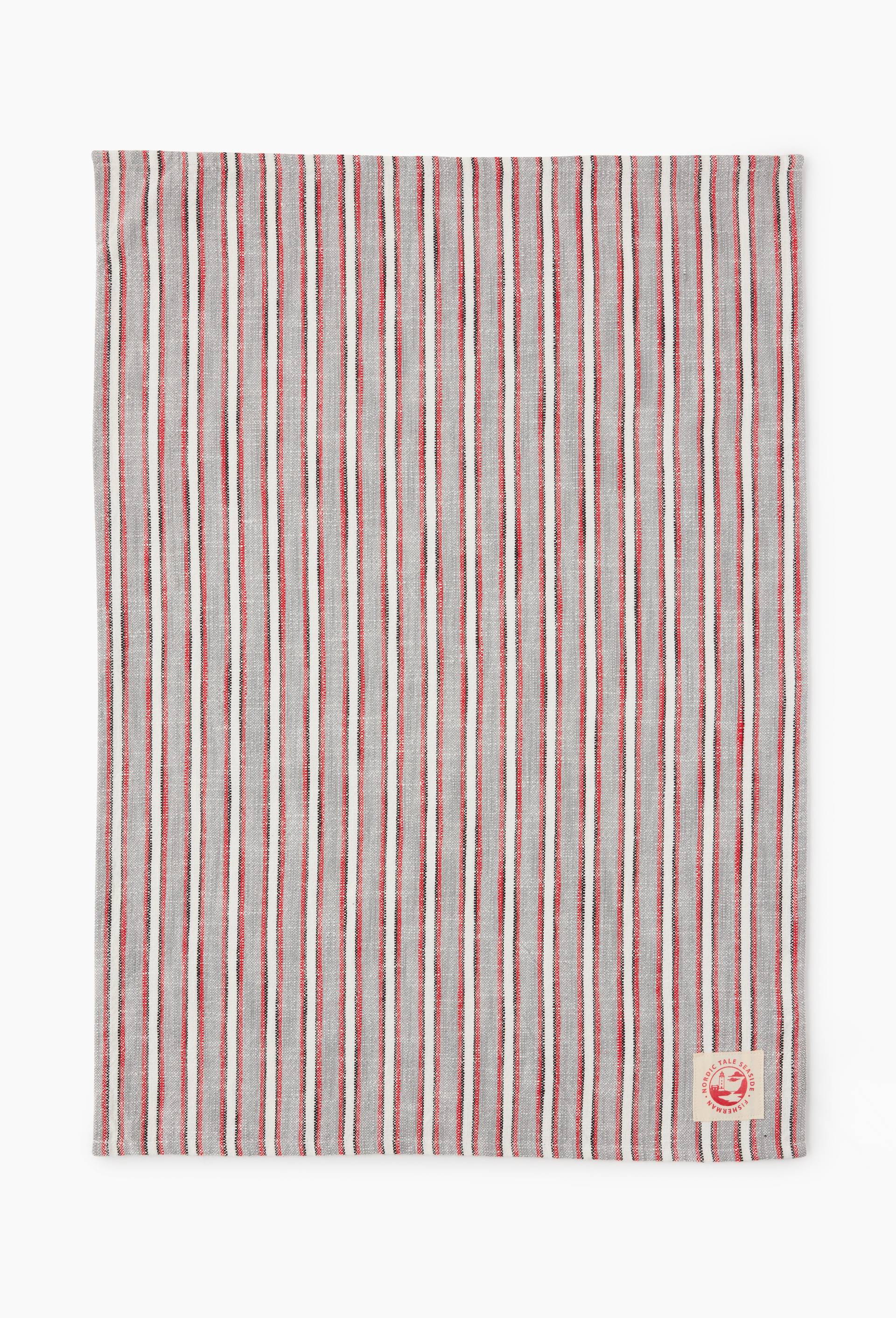 Torchon  ray&eacute;, 50x70cm, 100% coton, Gris, large image number 1.0