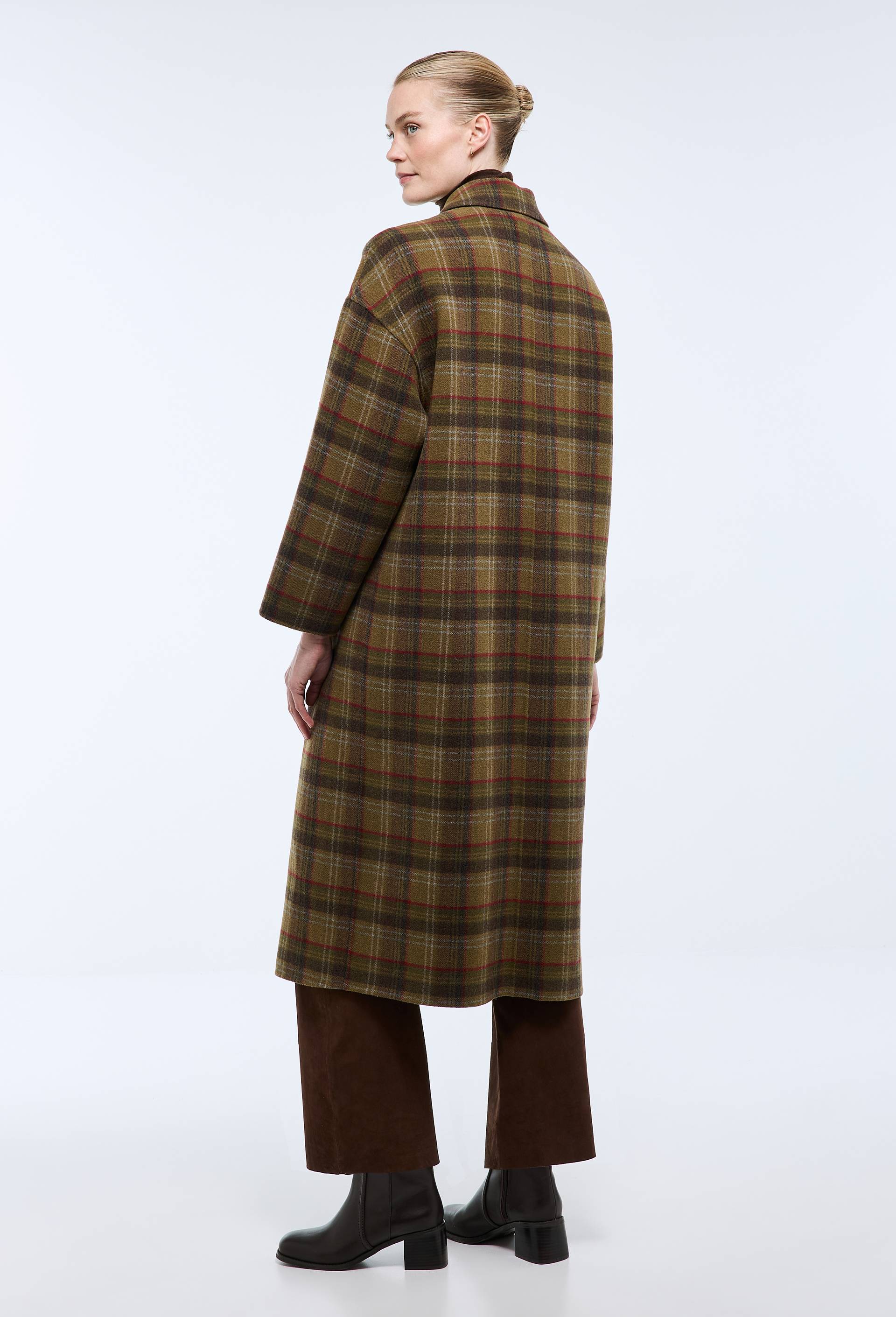 Manteau &agrave; carreaux contenant de la laine, Vert, large image number 2