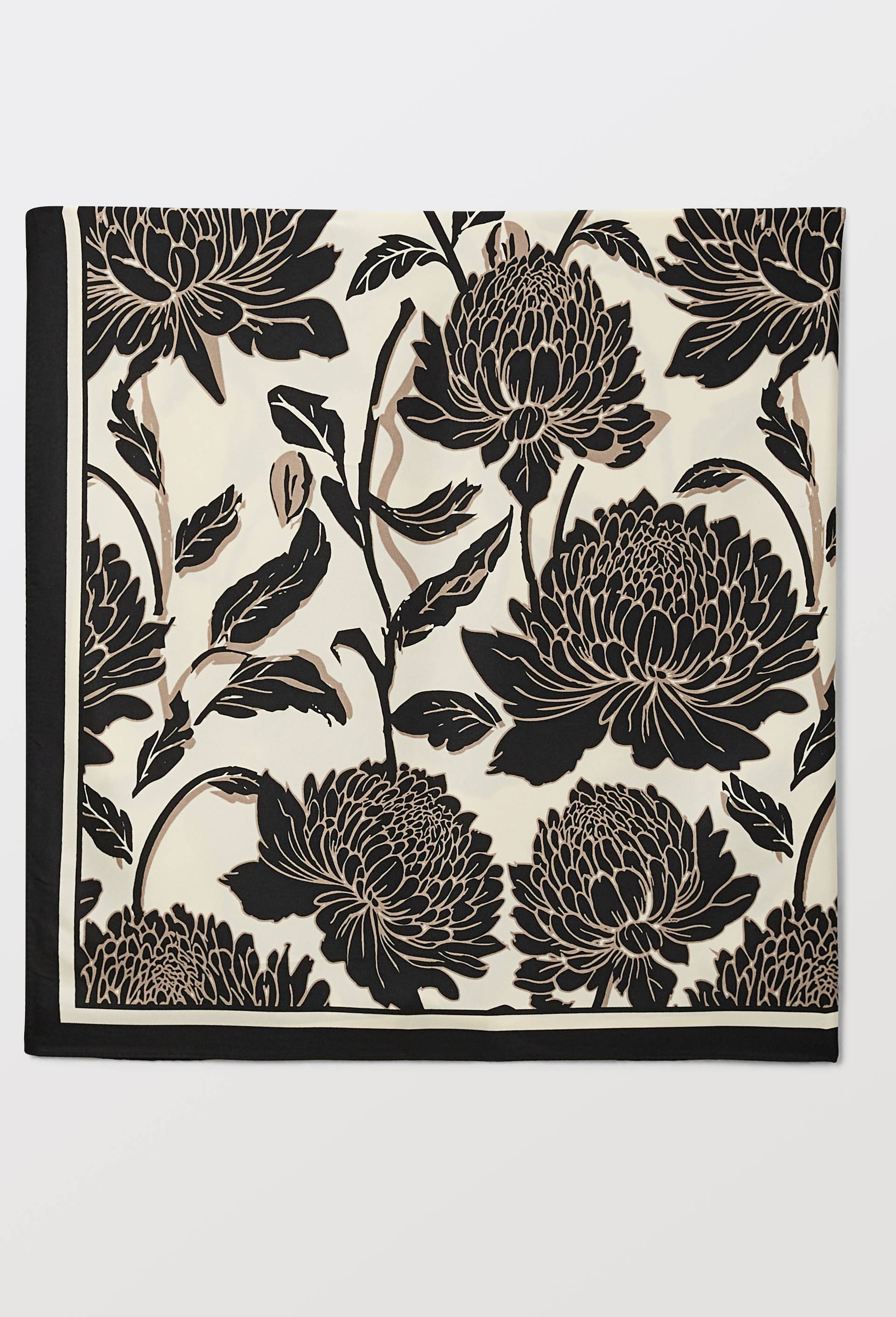 Foulard imprim&eacute;, mati&egrave;re recycl&eacute;e, Noir, large image number 1