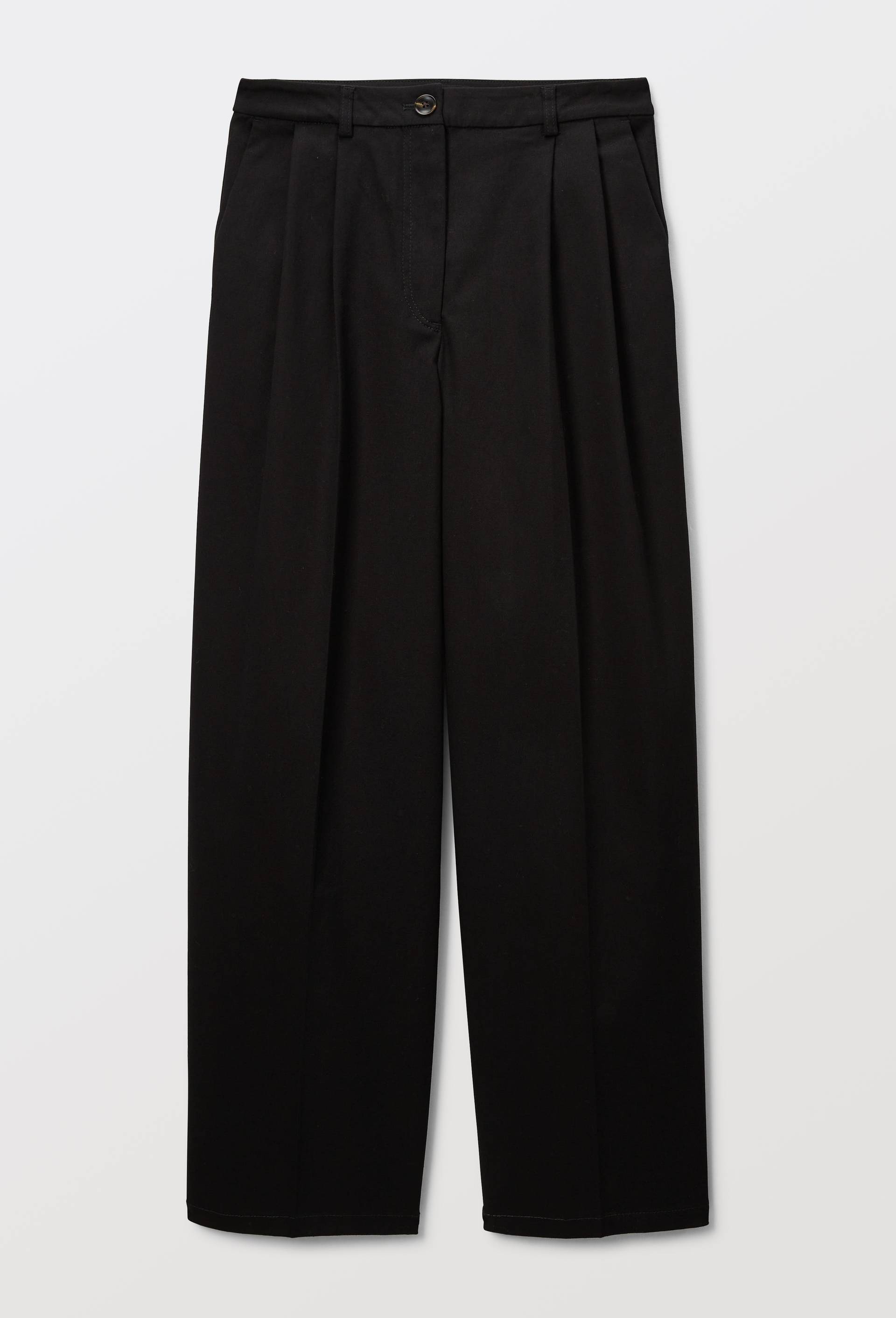 Pantalon &agrave; plis contenant du coton, Noir, large image number 2