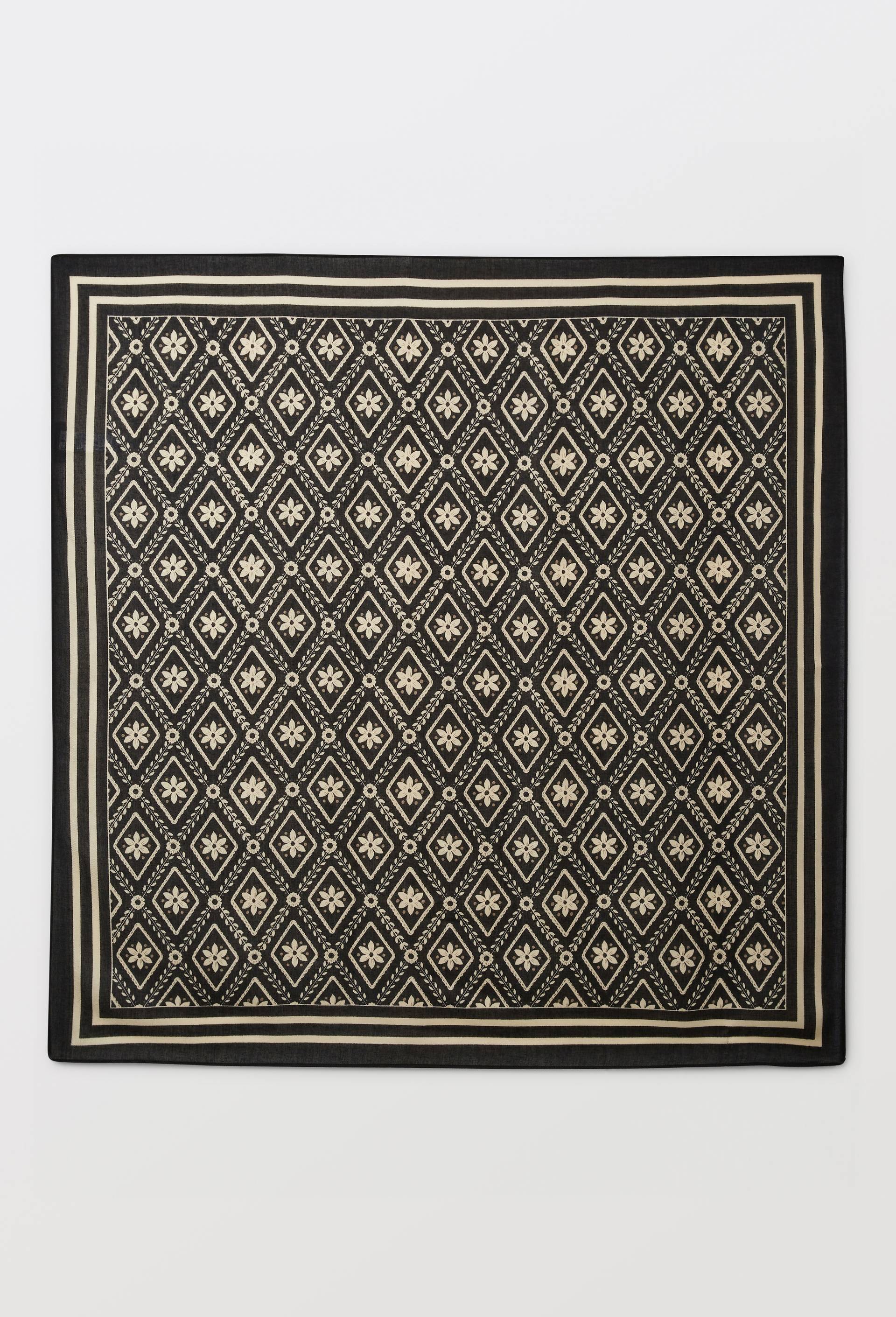 Foulard imprim&eacute;, mati&egrave;re recycl&eacute;e, Noir, large image number 0