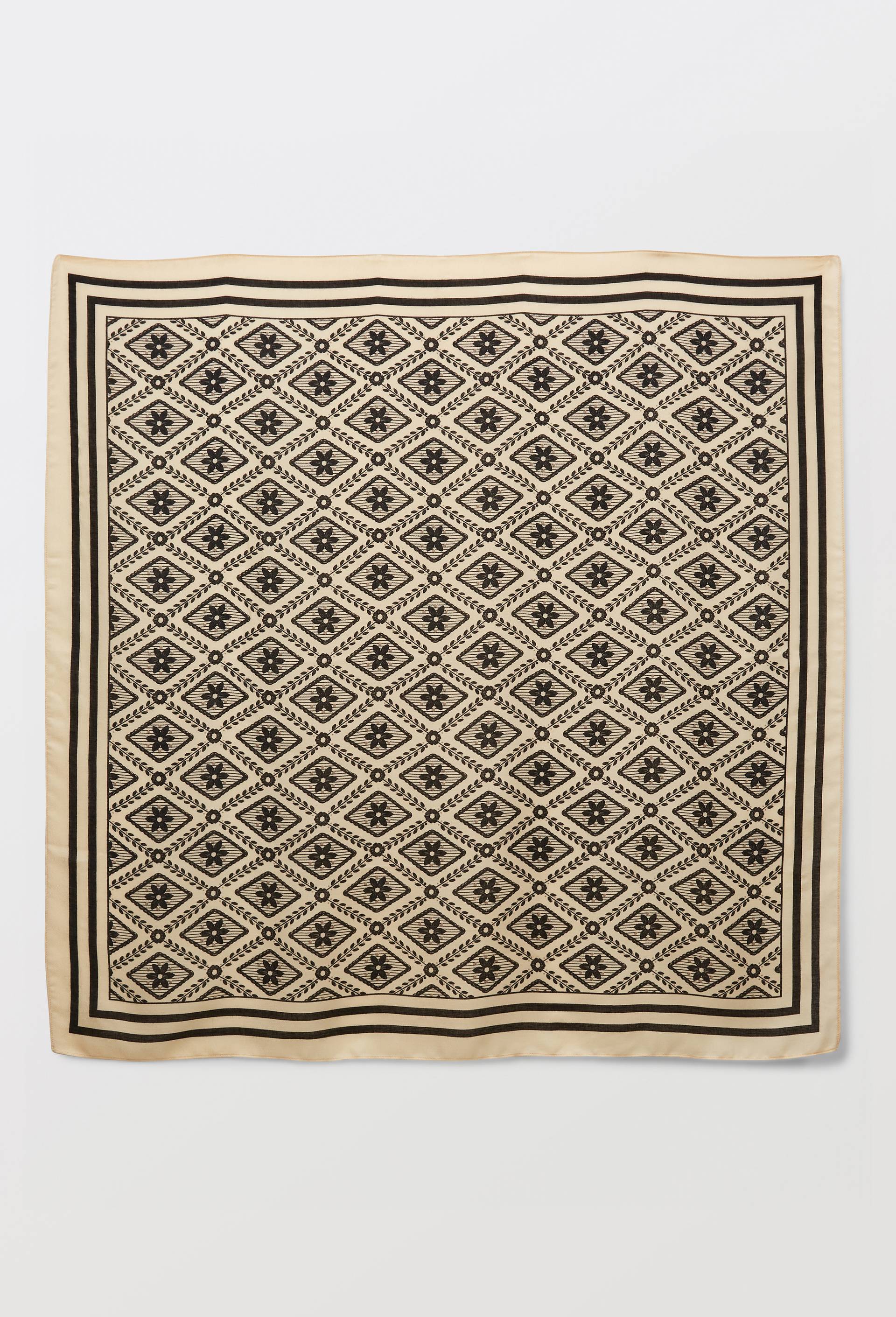 Foulard imprim&eacute;, mati&egrave;re recycl&eacute;e, Beige clair, large image number 0.0