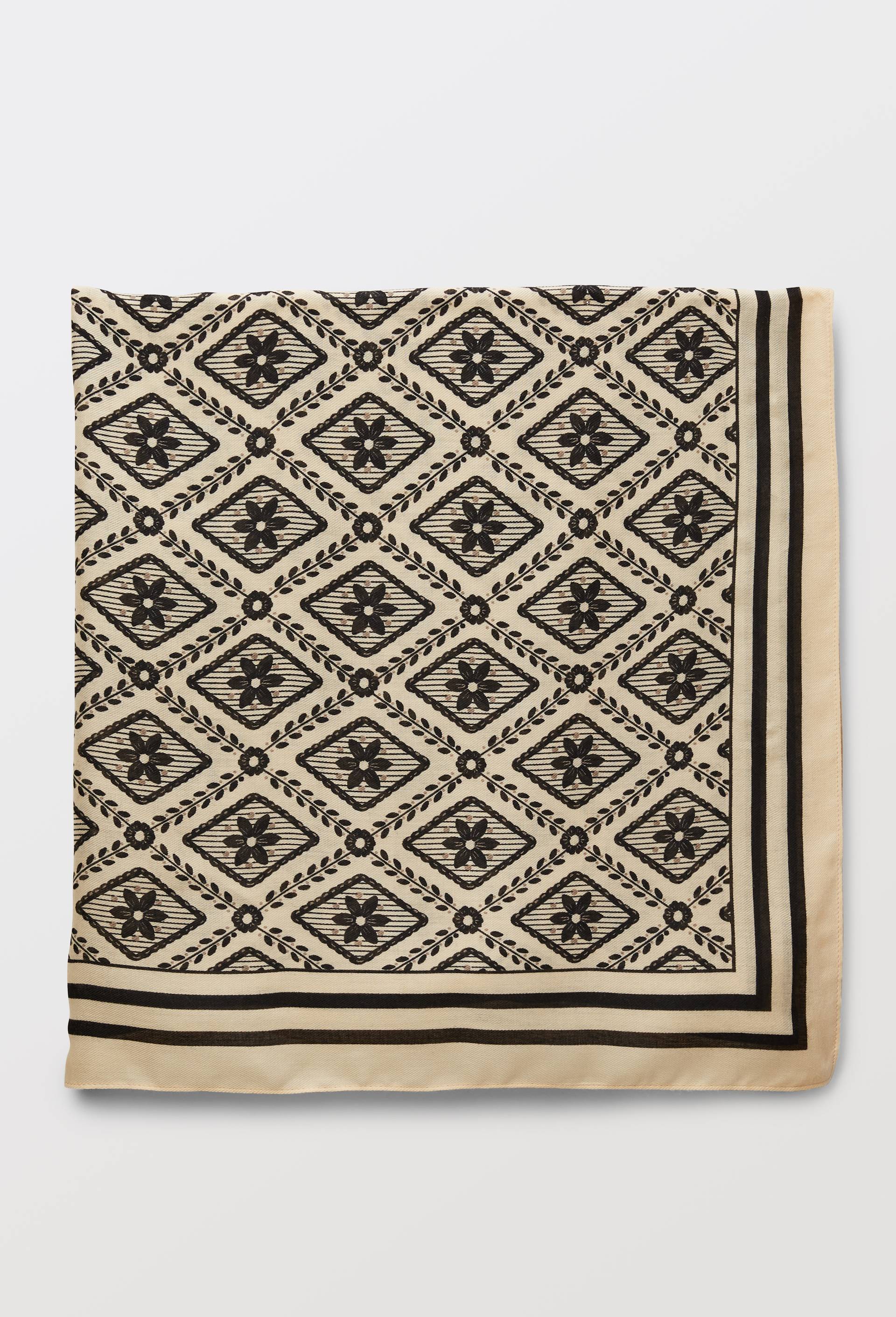 Foulard imprim&eacute;, mati&egrave;re recycl&eacute;e, Beige clair, large image number 1
