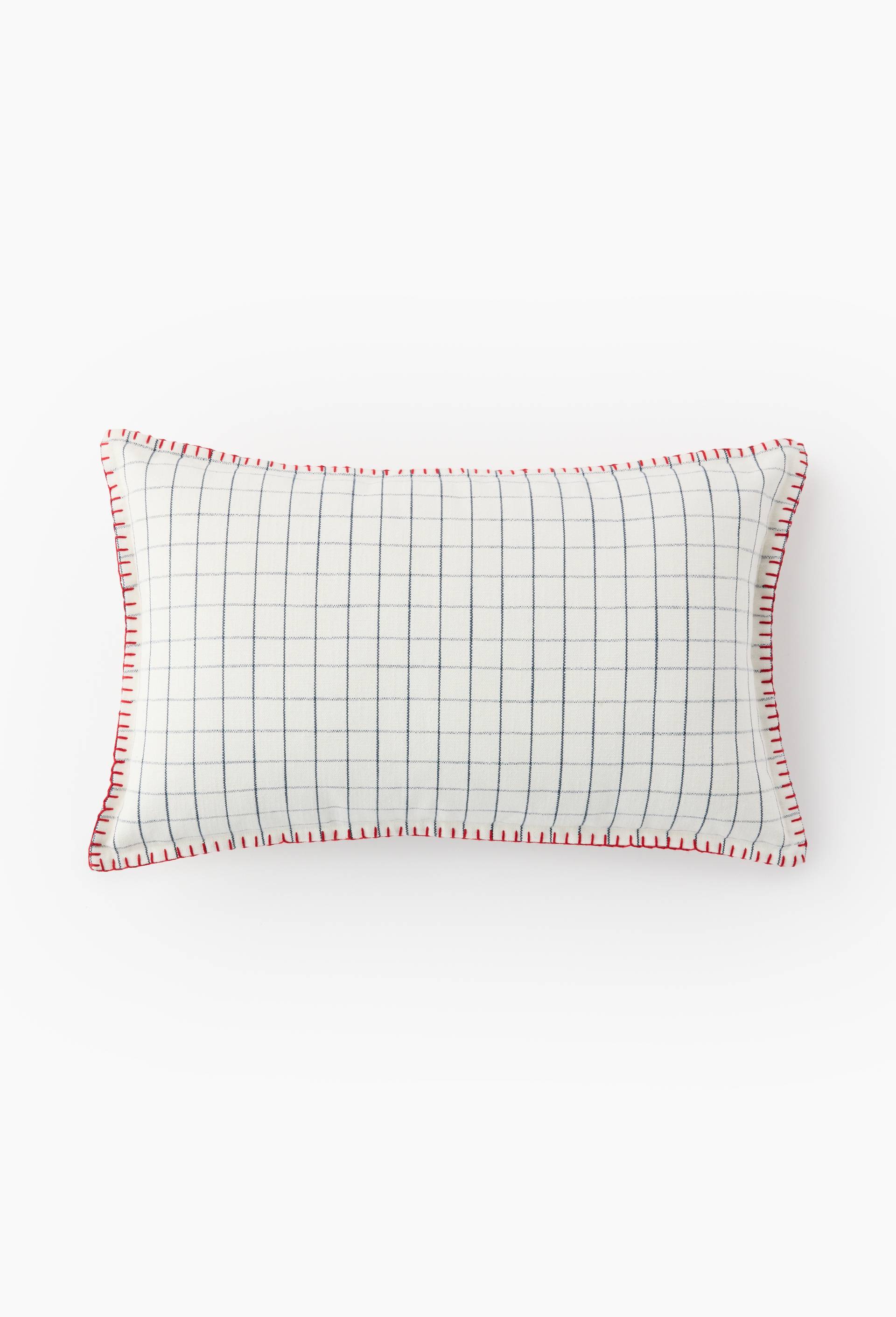 Coussin coton &agrave; carreaux, 30x50cm, 100% coton, Oeko Tex, Ecru, large image number 0.0